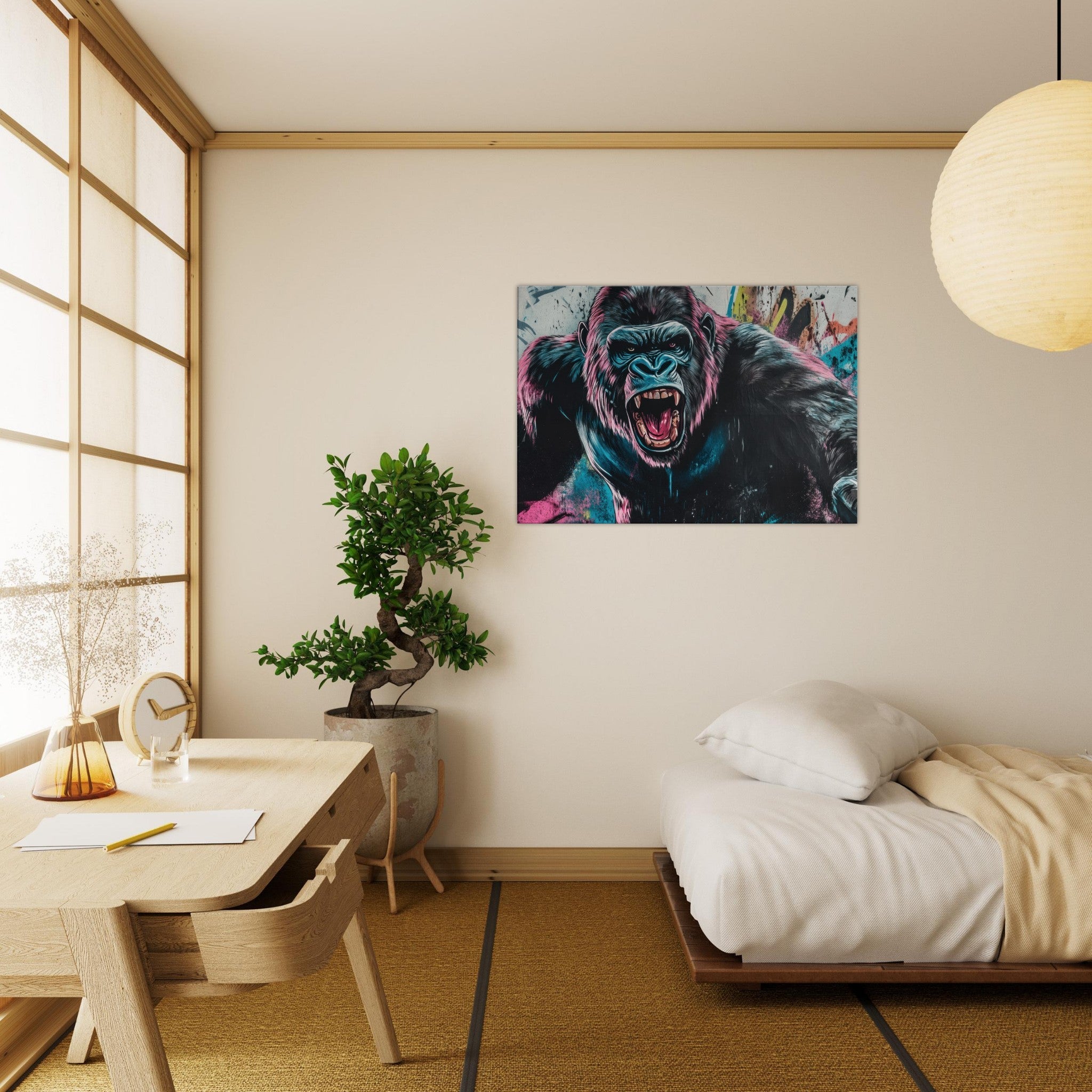 Canvas Landscape - Graffiti - Style Street Art Gorilla A powerful 7 - Shop Ai Art WebShop - Digital Art online Store