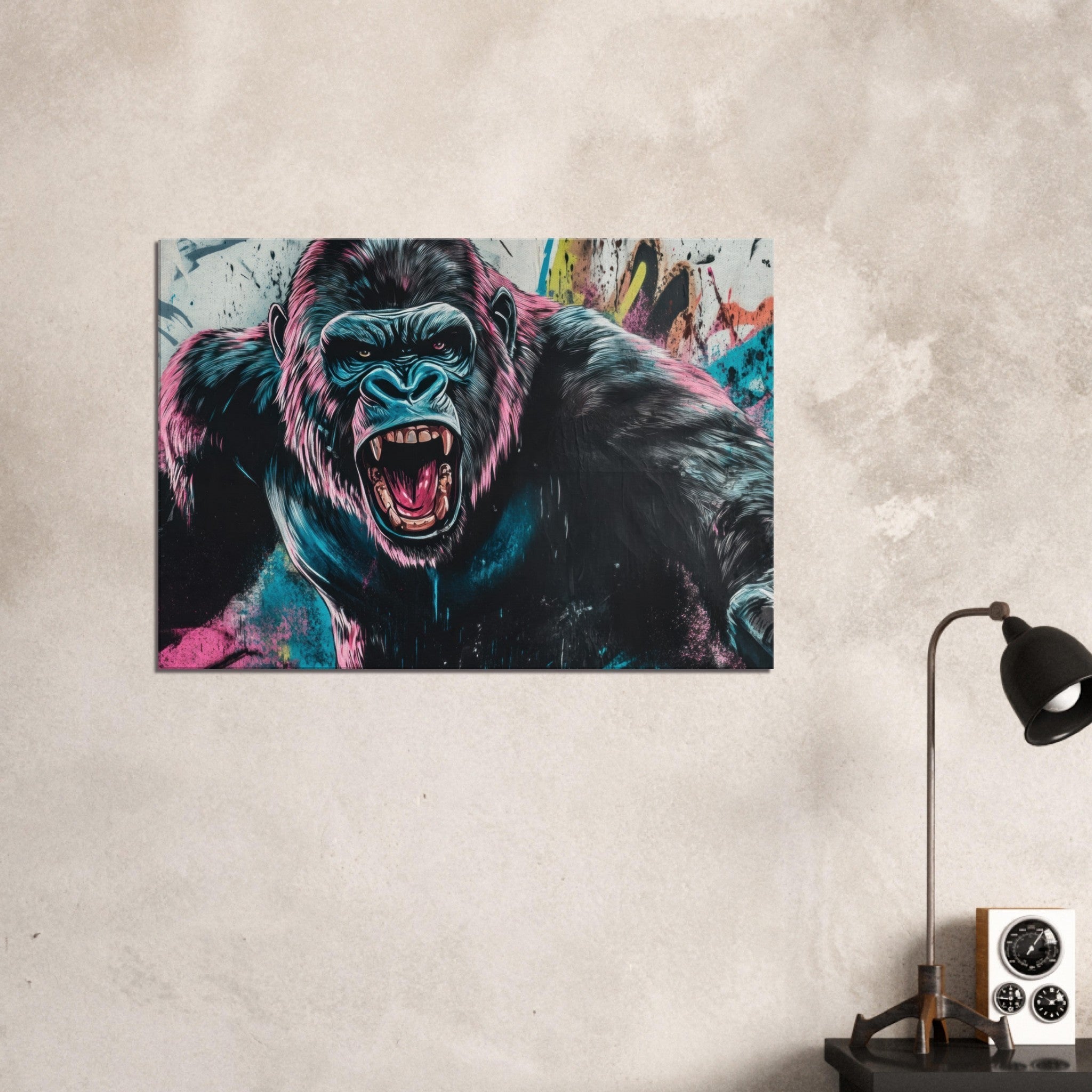 Canvas Landscape - Graffiti - Style Street Art Gorilla A powerful 7 - Shop Ai Art WebShop - Digital Art online Store