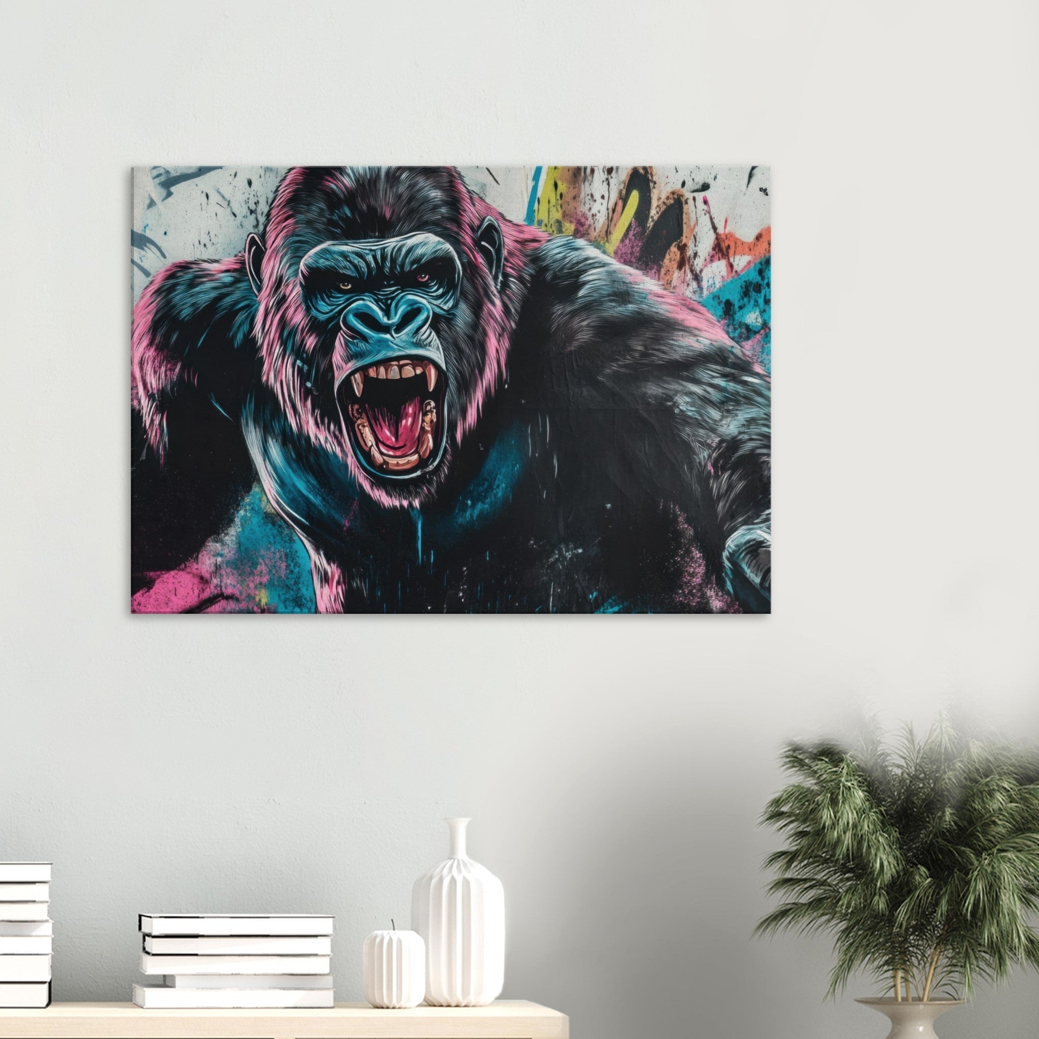 Canvas Landscape - Graffiti - Style Street Art Gorilla A powerful 7 - Shop Ai Art WebShop - Digital Art online Store