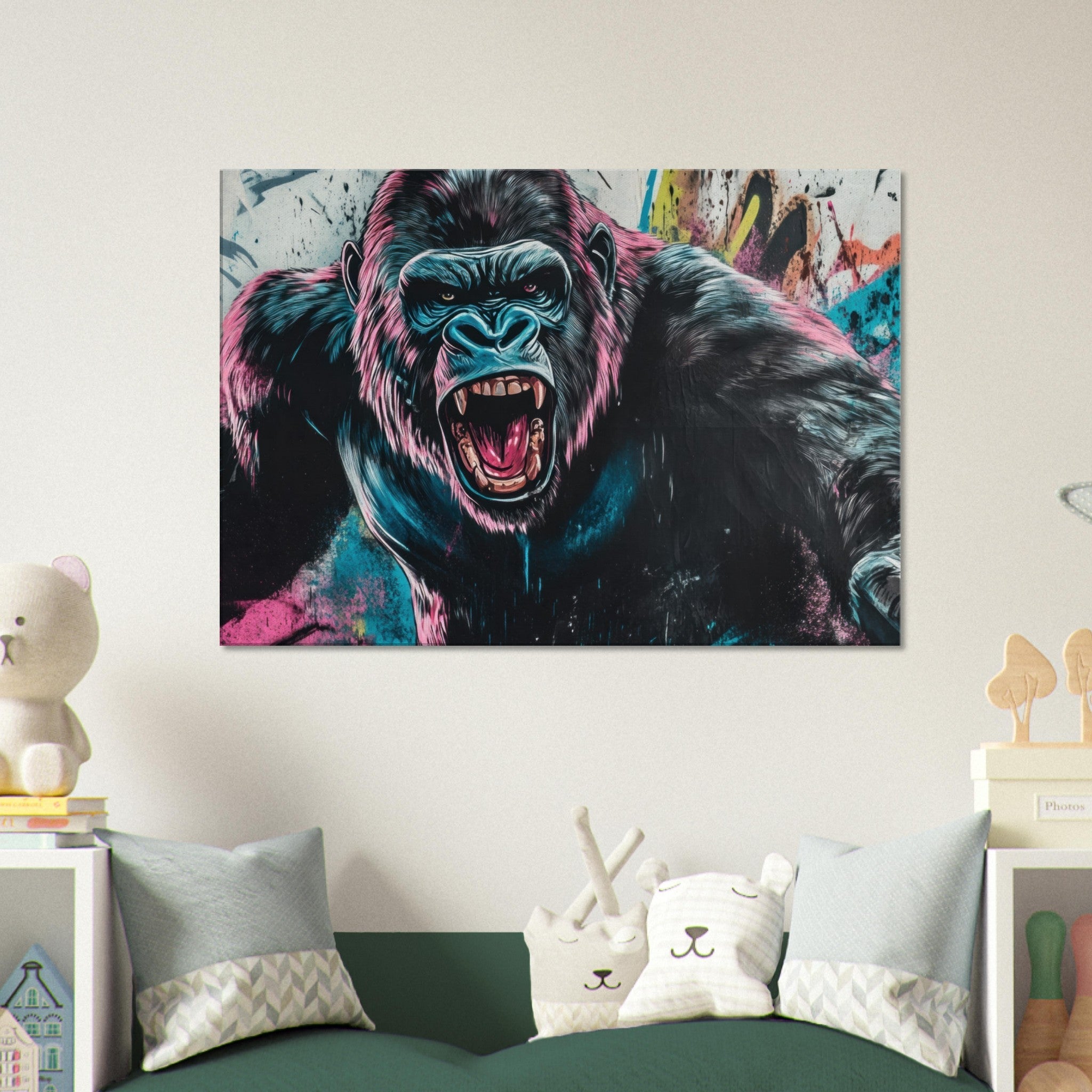 Canvas Landscape - Graffiti - Style Street Art Gorilla A powerful 7 - Shop Ai Art WebShop - Digital Art online Store
