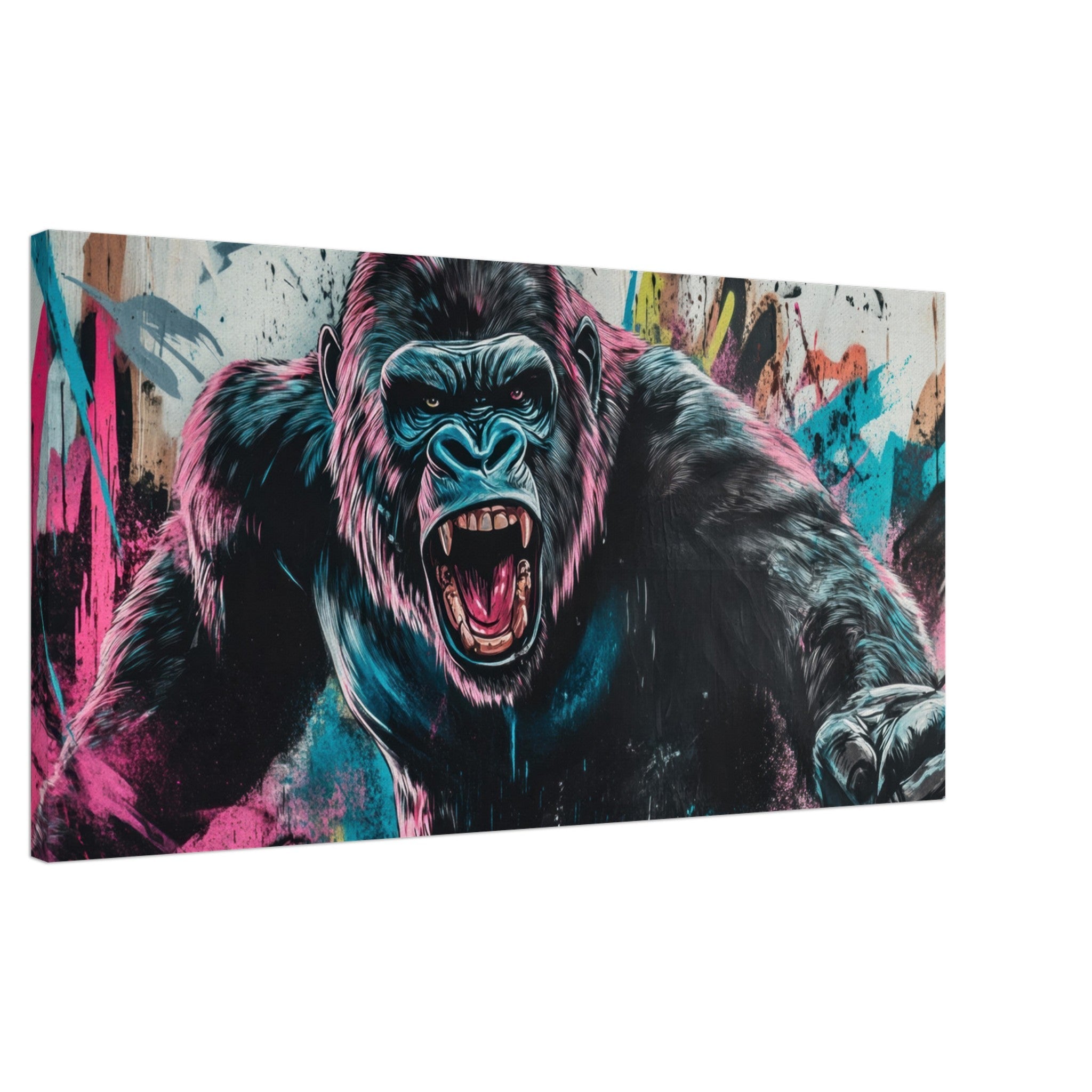 Canvas Landscape - Graffiti - Style Street Art Gorilla A powerful 7 - Shop Ai Art WebShop - Digital Art online Store
