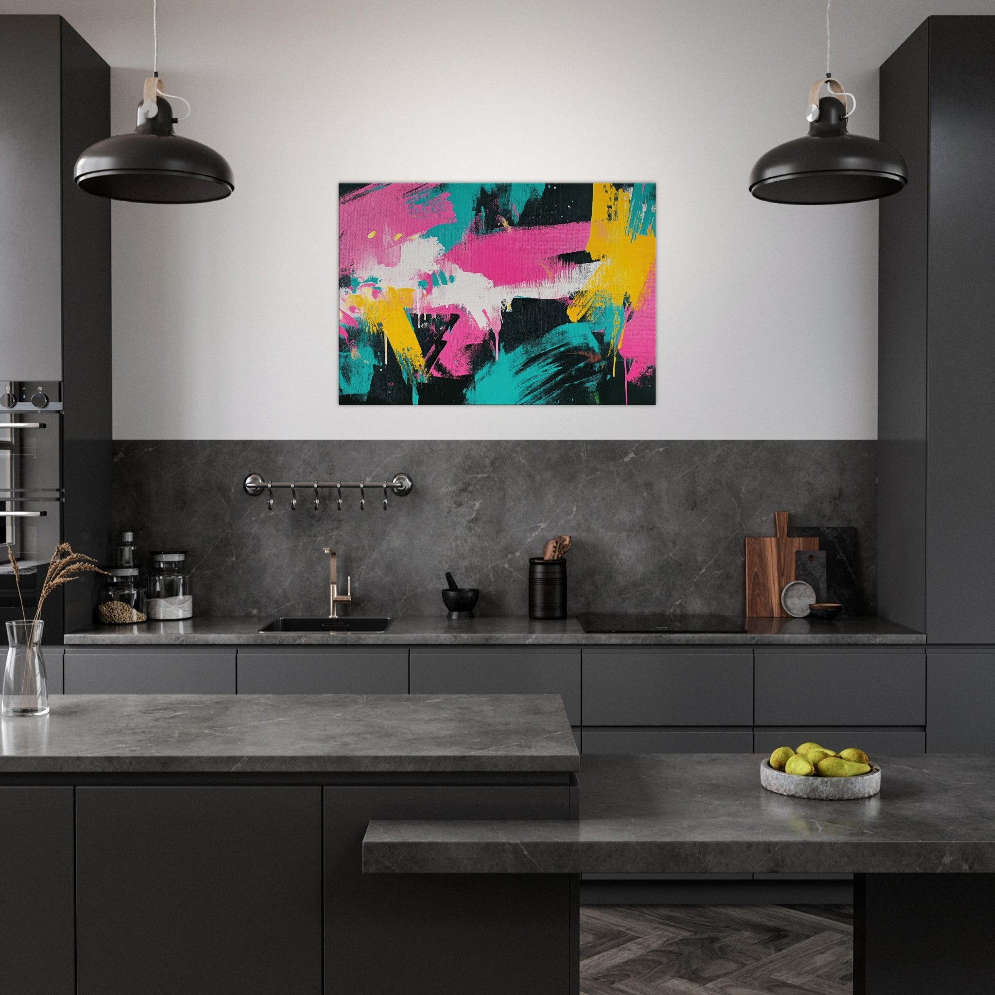 Canvas Landscape - Neon Reverie An explosion of neon lights in pink - Shop Ai Art WebShop - Digital Art online Store