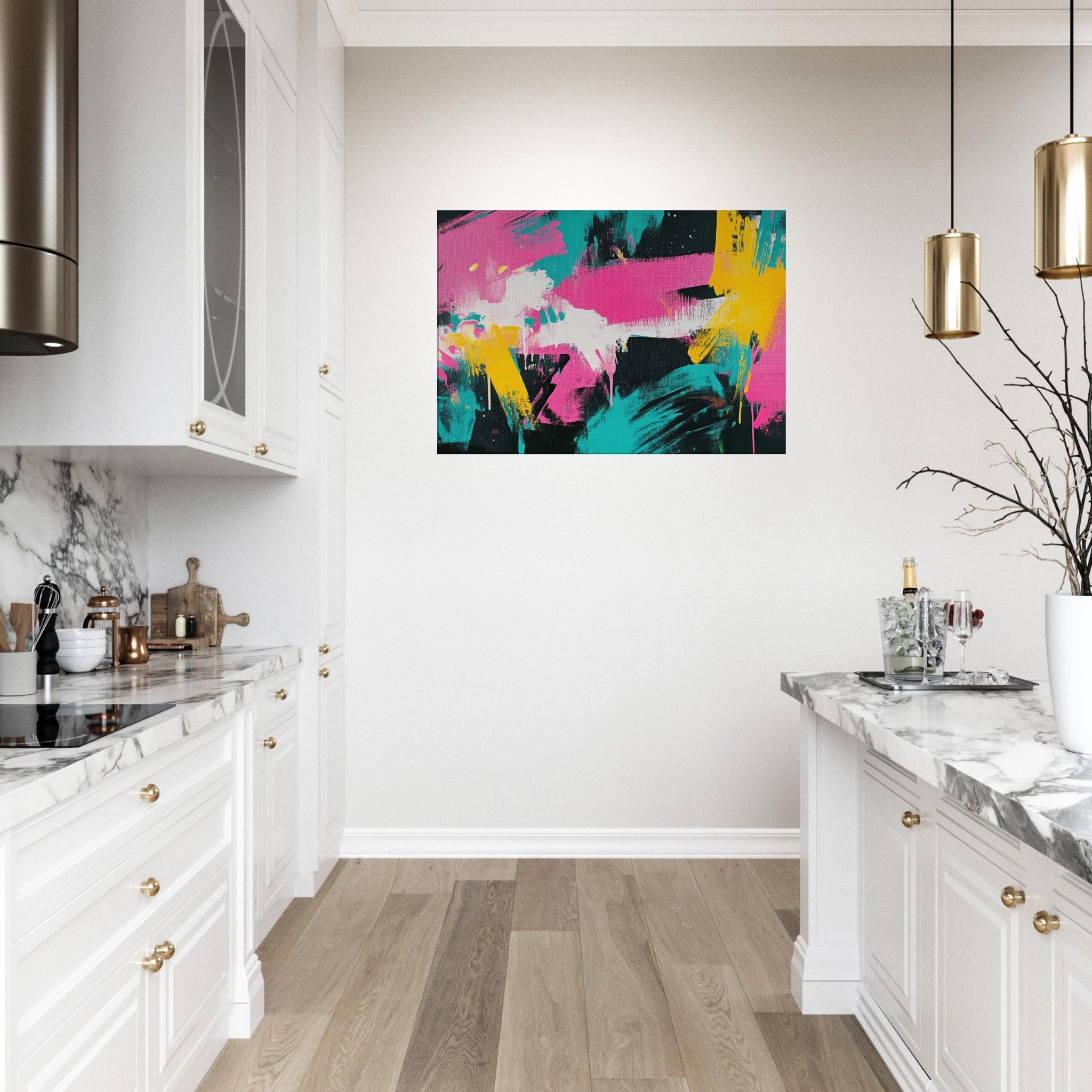 Canvas Landscape - Neon Reverie An explosion of neon lights in pink - Shop Ai Art WebShop - Digital Art online Store