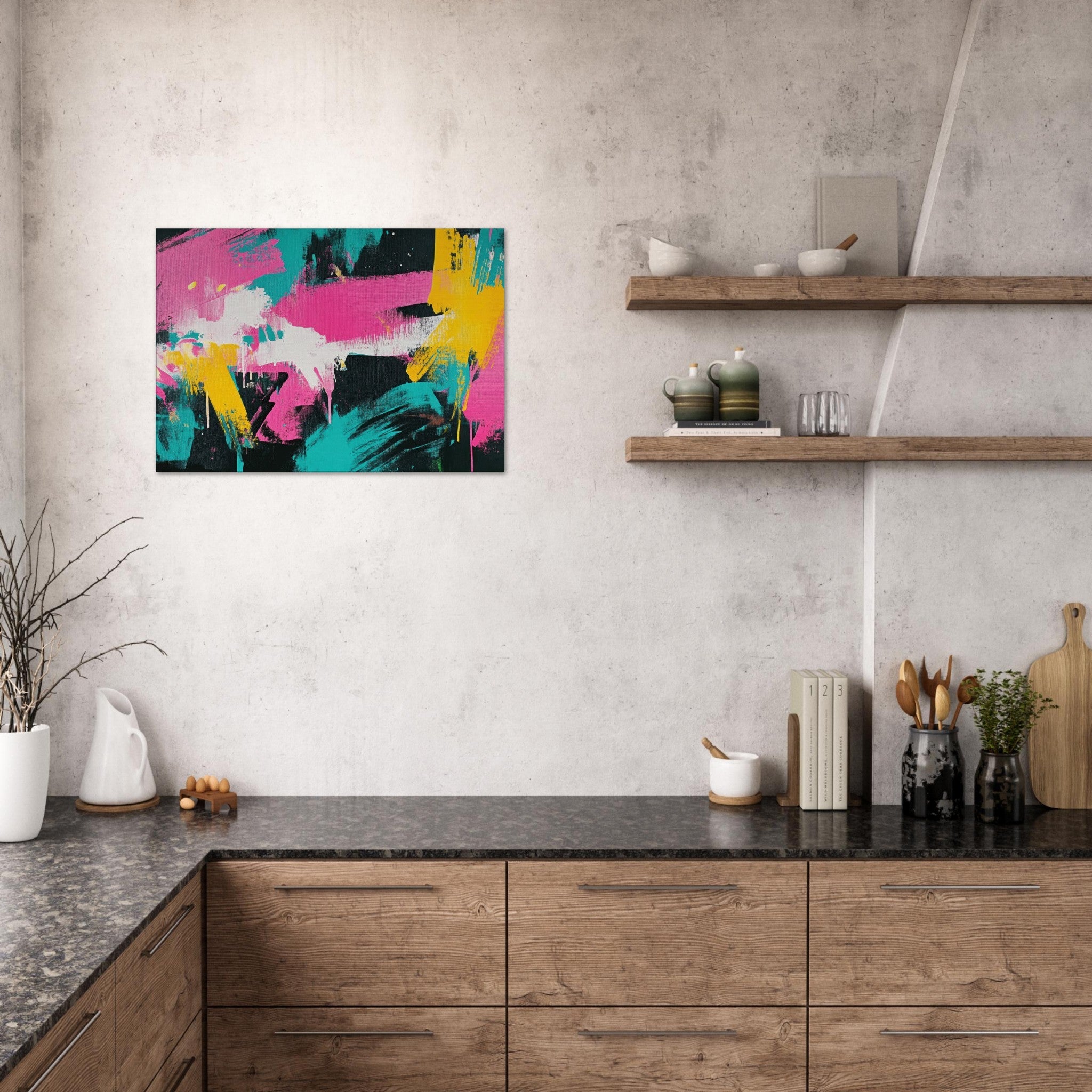 Canvas Landscape - Neon Reverie An explosion of neon lights in pink - Shop Ai Art WebShop - Digital Art online Store
