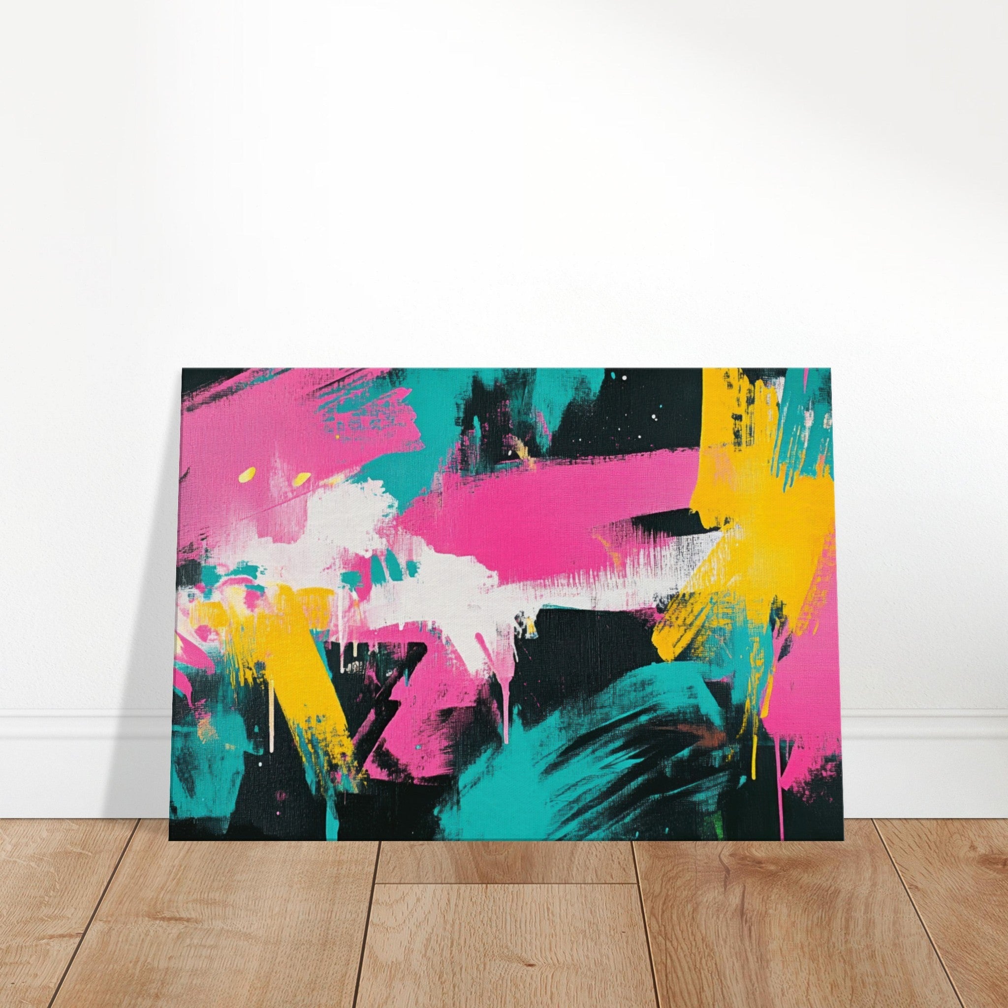 Canvas Landscape - Neon Reverie An explosion of neon lights in pink - Shop Ai Art WebShop - Digital Art online Store
