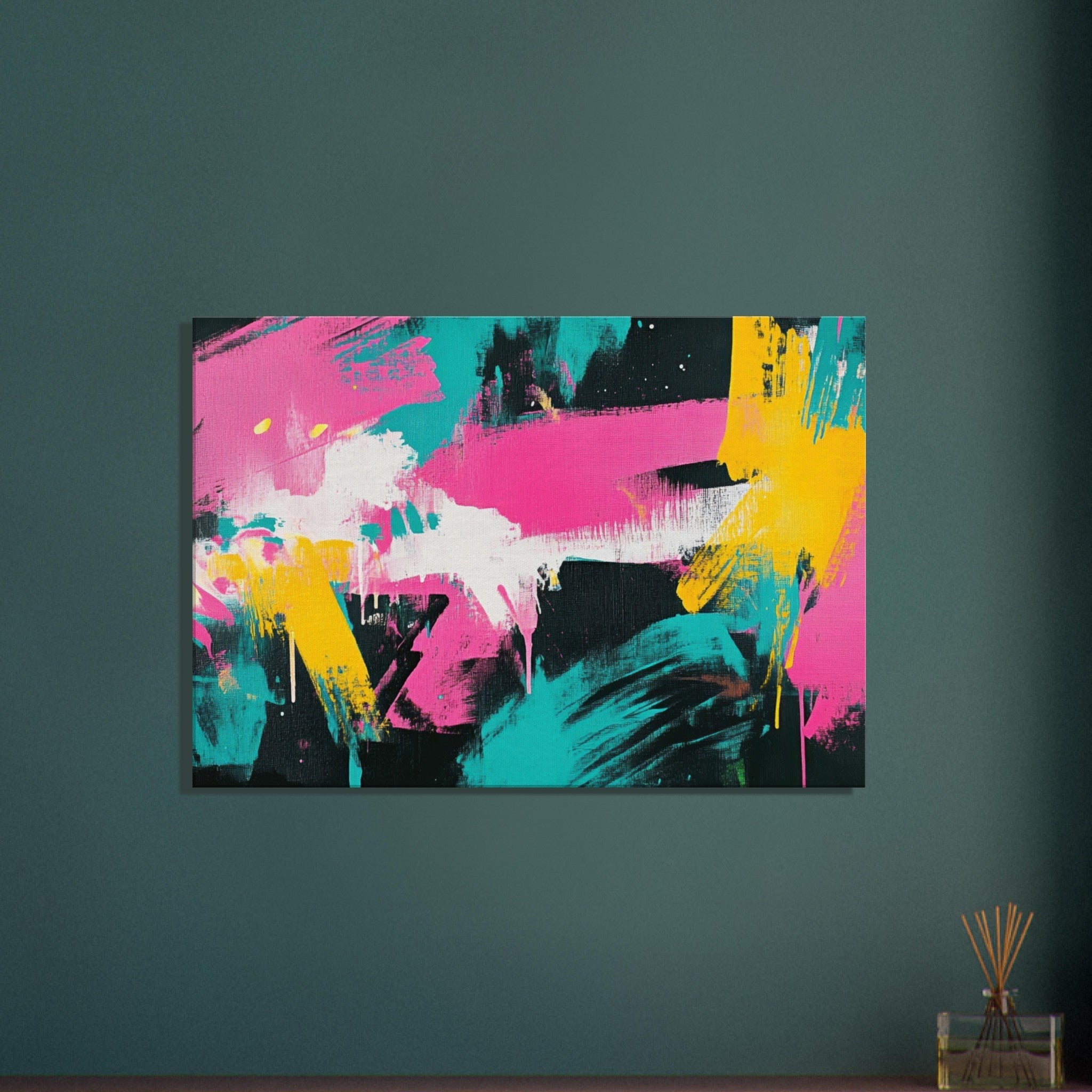Canvas Landscape - Neon Reverie An explosion of neon lights in pink - Shop Ai Art WebShop - Digital Art online Store