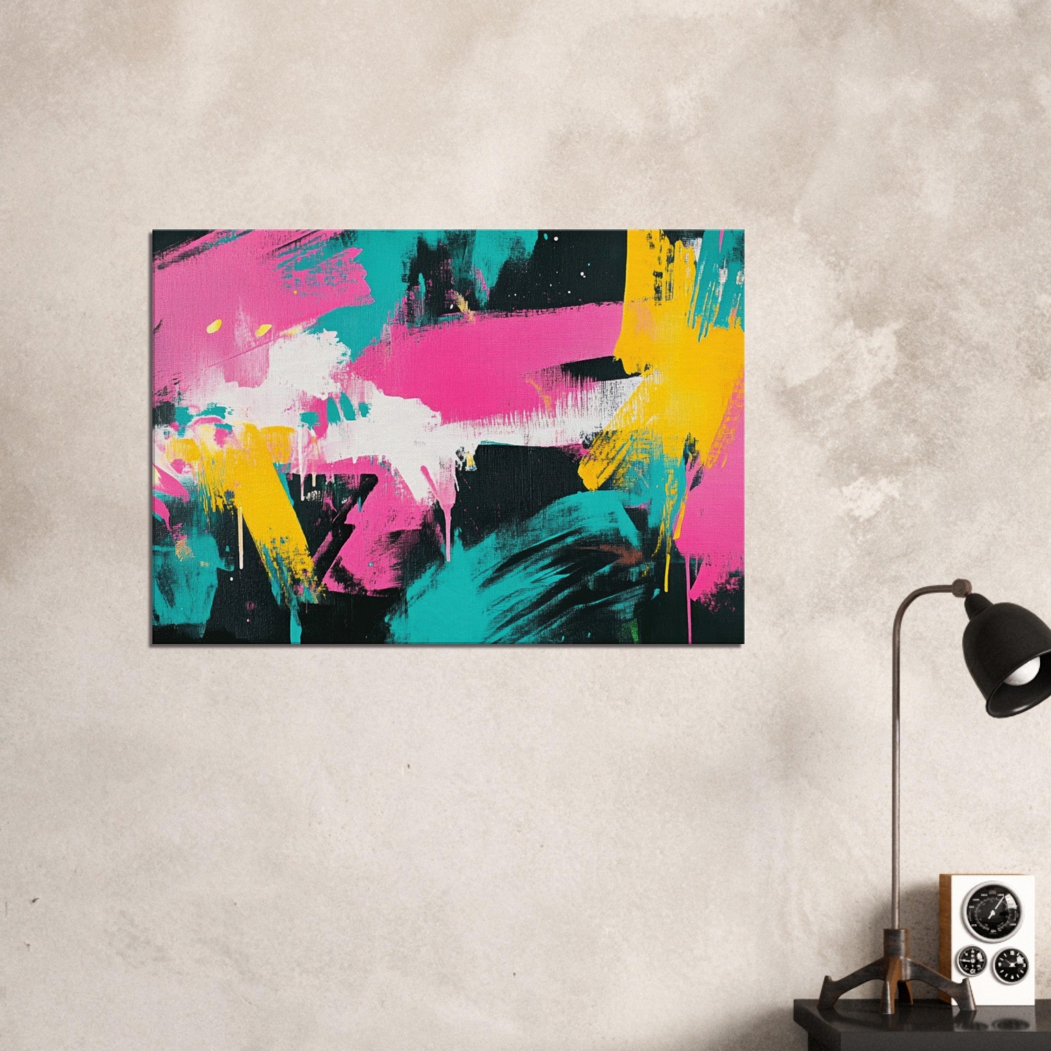 Canvas Landscape - Neon Reverie An explosion of neon lights in pink - Shop Ai Art WebShop - Digital Art online Store