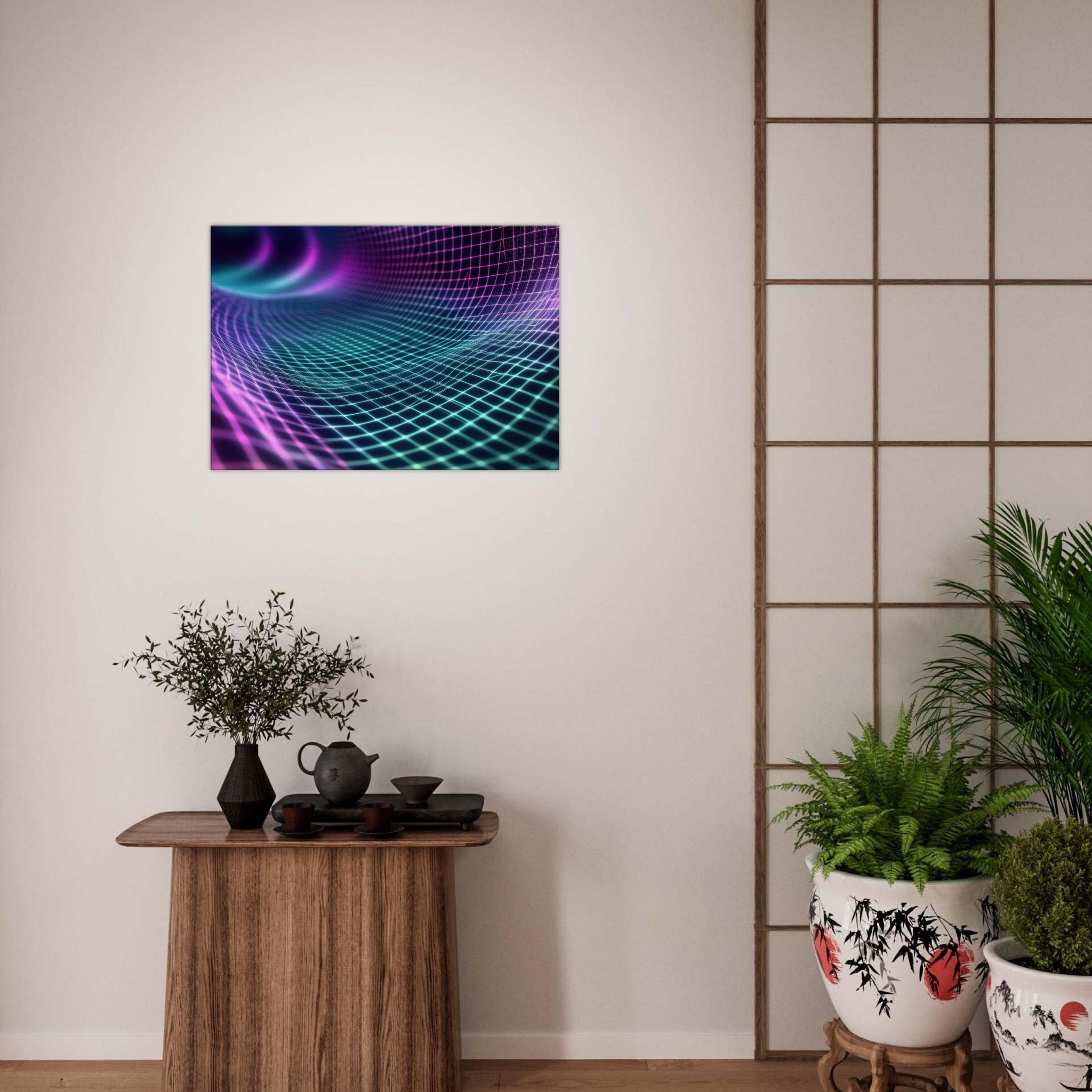 Canvas Landscape - Quantum Reverberation Cascading waves of transit 2 - Shop Ai Art WebShop - Digital Art online Store