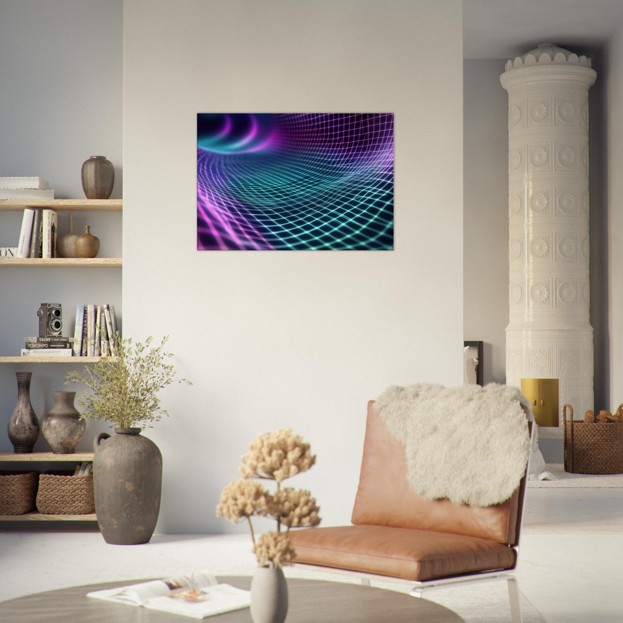 Canvas Landscape - Quantum Reverberation Cascading waves of transit 2 - Shop Ai Art WebShop - Digital Art online Store