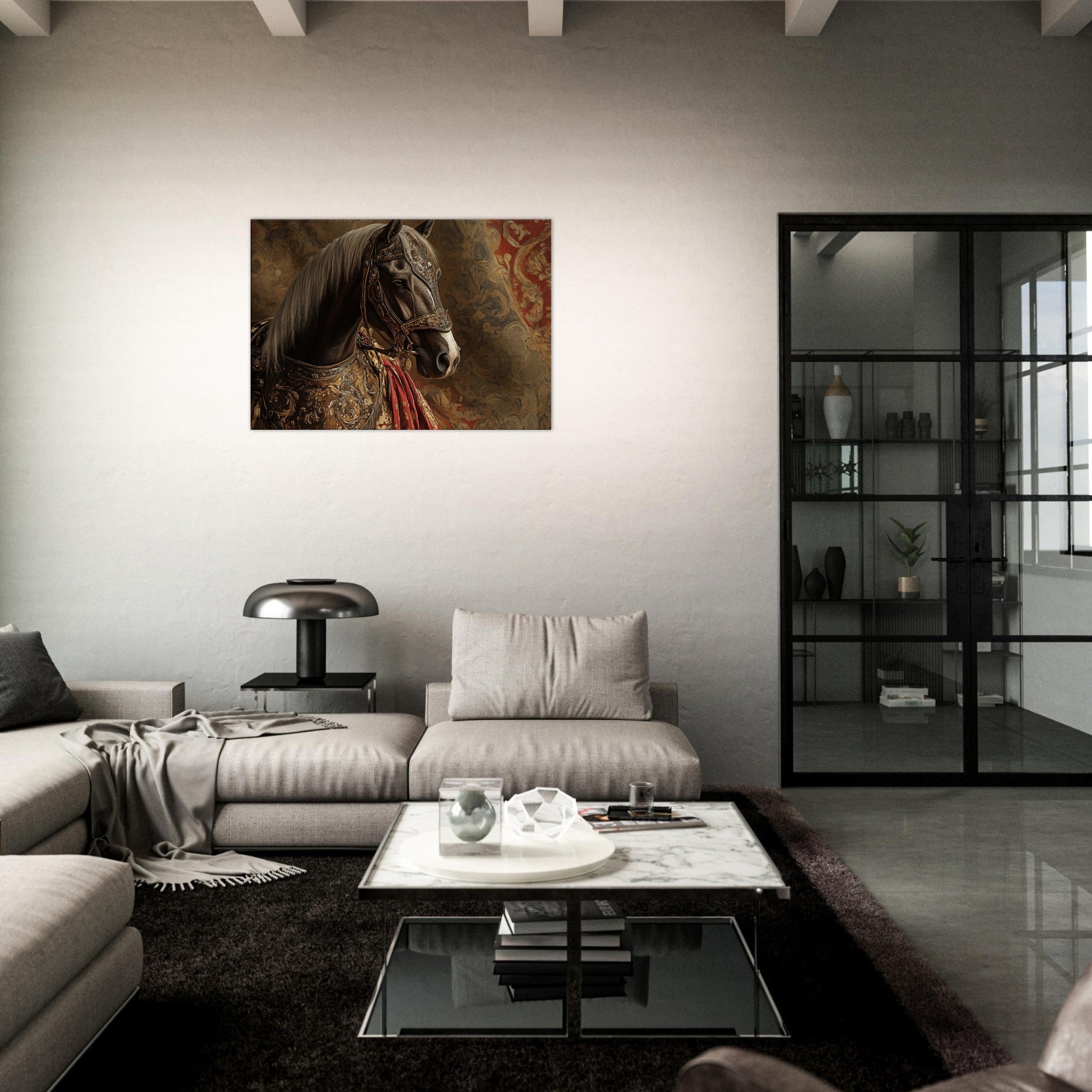 Canvas Landscape - Renaissance Portrait of a Noble Horse A dignified - Shop Ai Art WebShop - Digital Art online Store