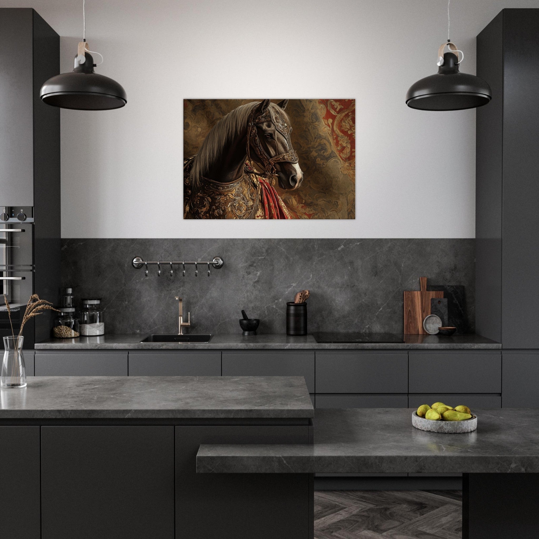 Canvas Landscape - Renaissance Portrait of a Noble Horse A dignified - Shop Ai Art WebShop - Digital Art online Store