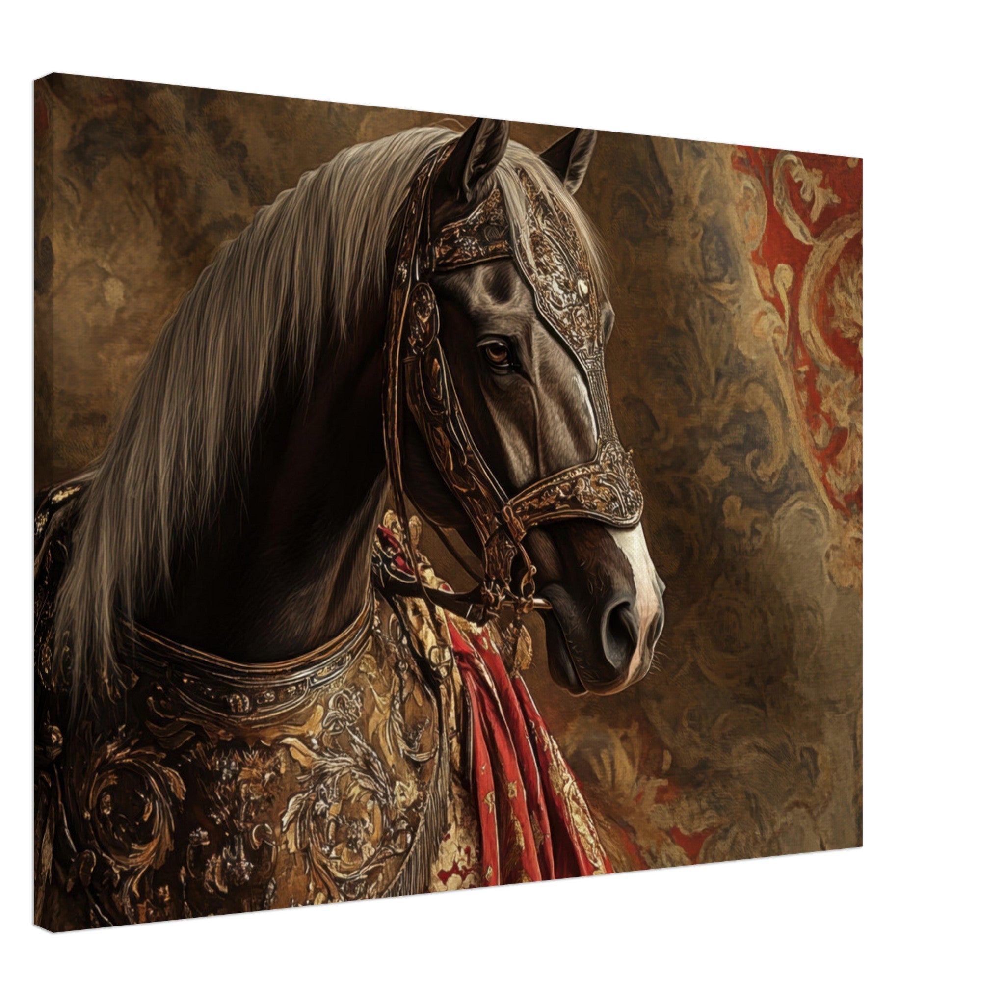 Canvas Landscape - Renaissance Portrait of a Noble Horse A dignified - Shop Ai Art WebShop - Digital Art online Store