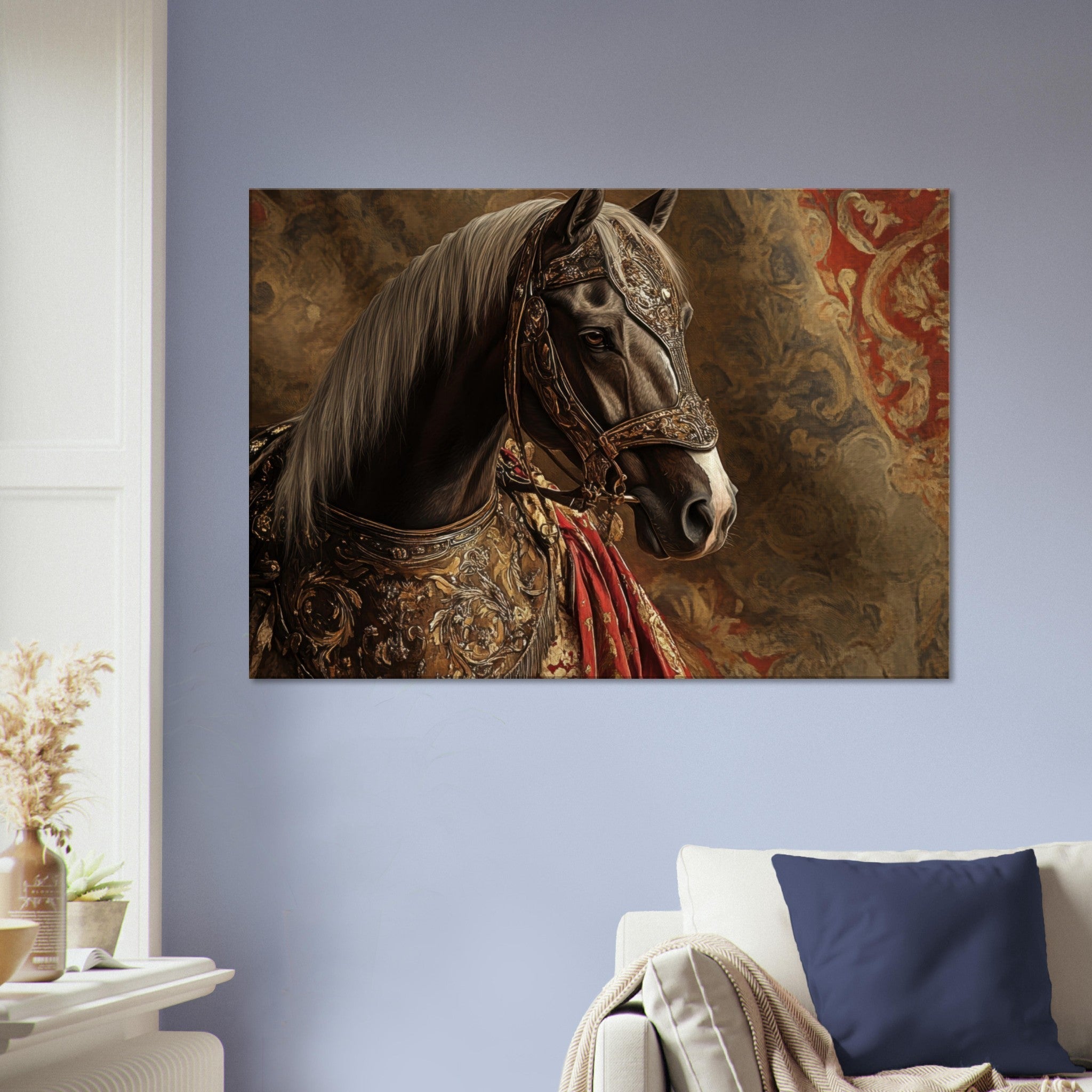 Canvas Landscape - Renaissance Portrait of a Noble Horse A dignified - Shop Ai Art WebShop - Digital Art online Store
