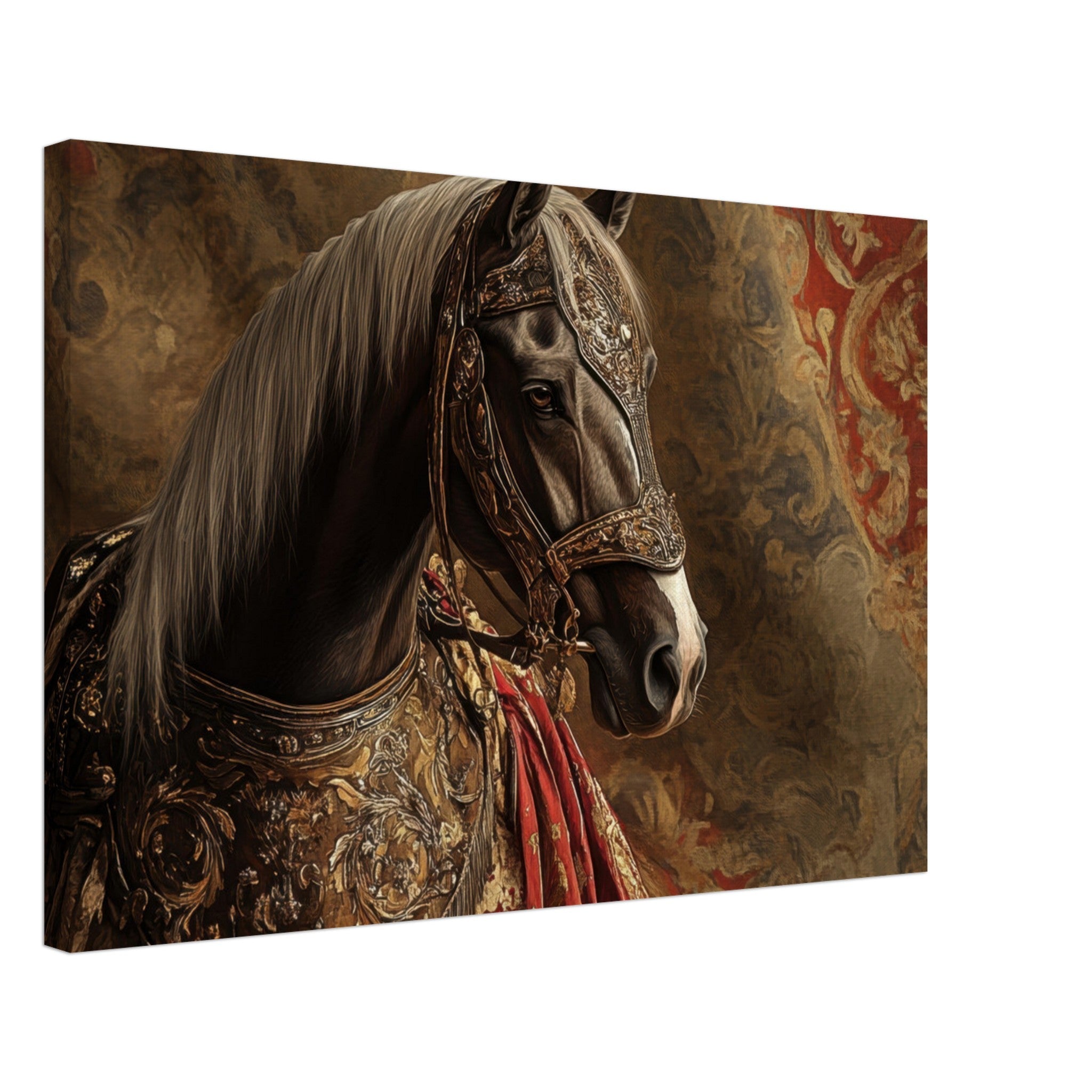 Canvas Landscape - Renaissance Portrait of a Noble Horse A dignified - Shop Ai Art WebShop - Digital Art online Store
