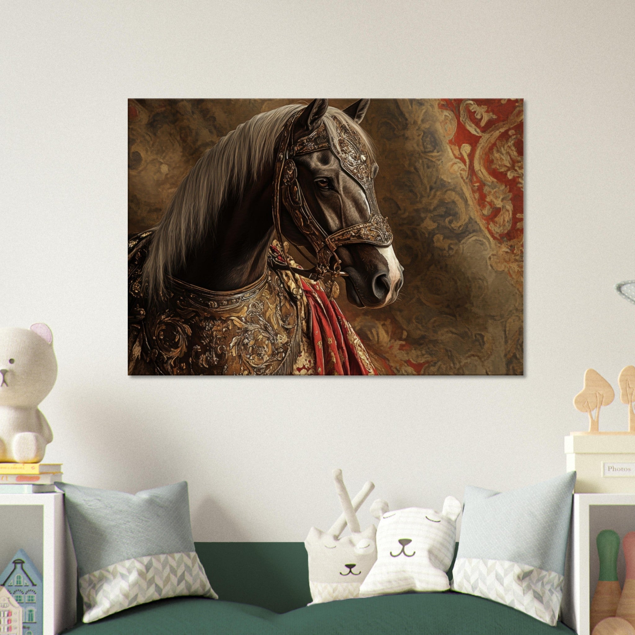 Canvas Landscape - Renaissance Portrait of a Noble Horse A dignified - Shop Ai Art WebShop - Digital Art online Store