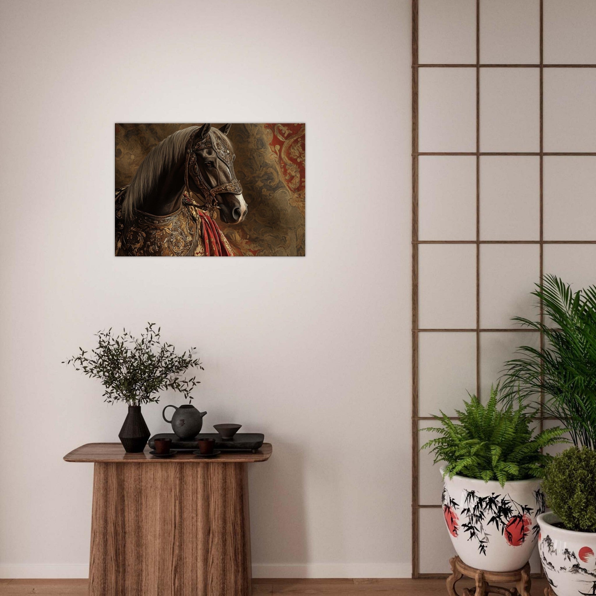 Canvas Landscape - Renaissance Portrait of a Noble Horse A dignified - Shop Ai Art WebShop - Digital Art online Store