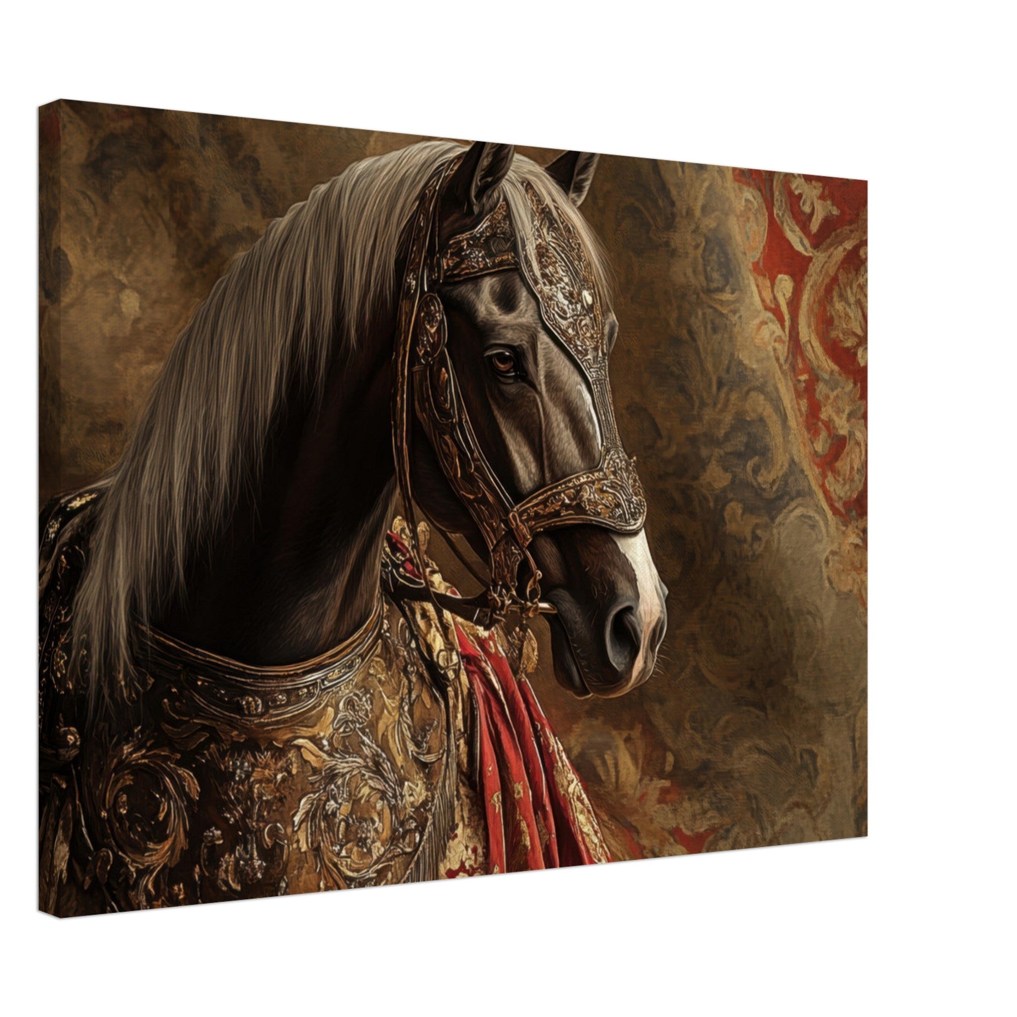 Canvas Landscape - Renaissance Portrait of a Noble Horse A dignified - Shop Ai Art WebShop - Digital Art online Store