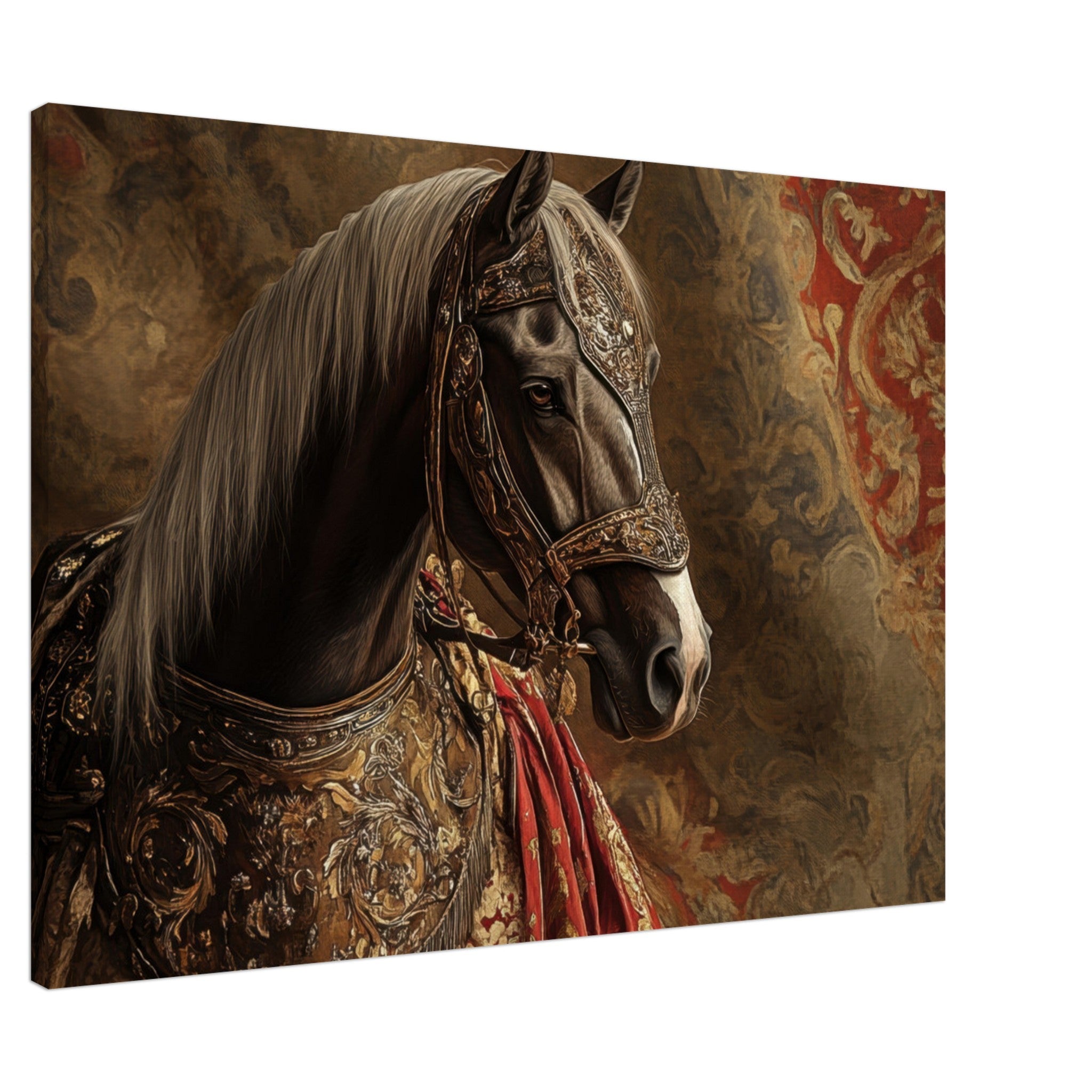 Canvas Landscape - Renaissance Portrait of a Noble Horse A dignified - Shop Ai Art WebShop - Digital Art online Store