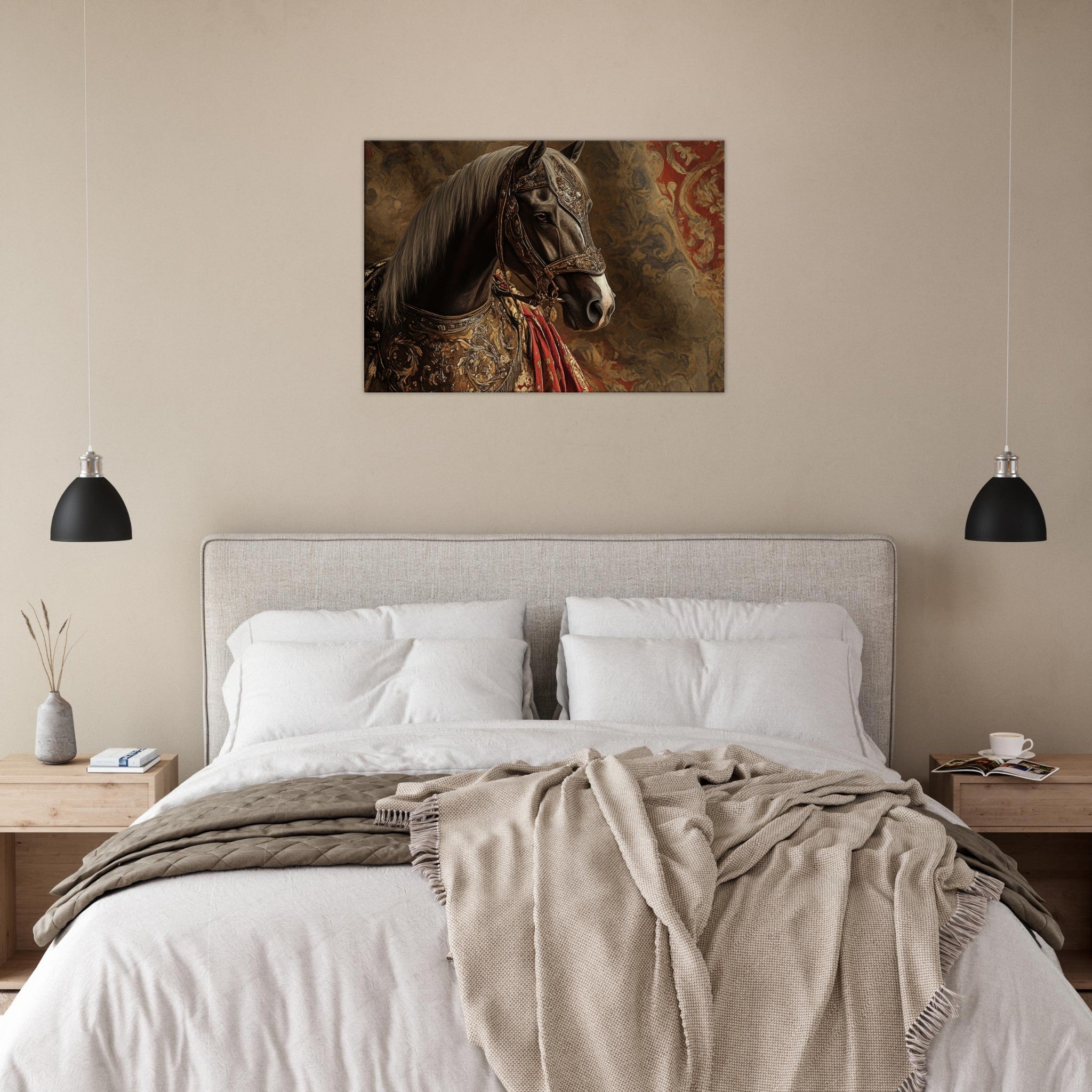 Canvas Landscape - Renaissance Portrait of a Noble Horse A dignified - Shop Ai Art WebShop - Digital Art online Store