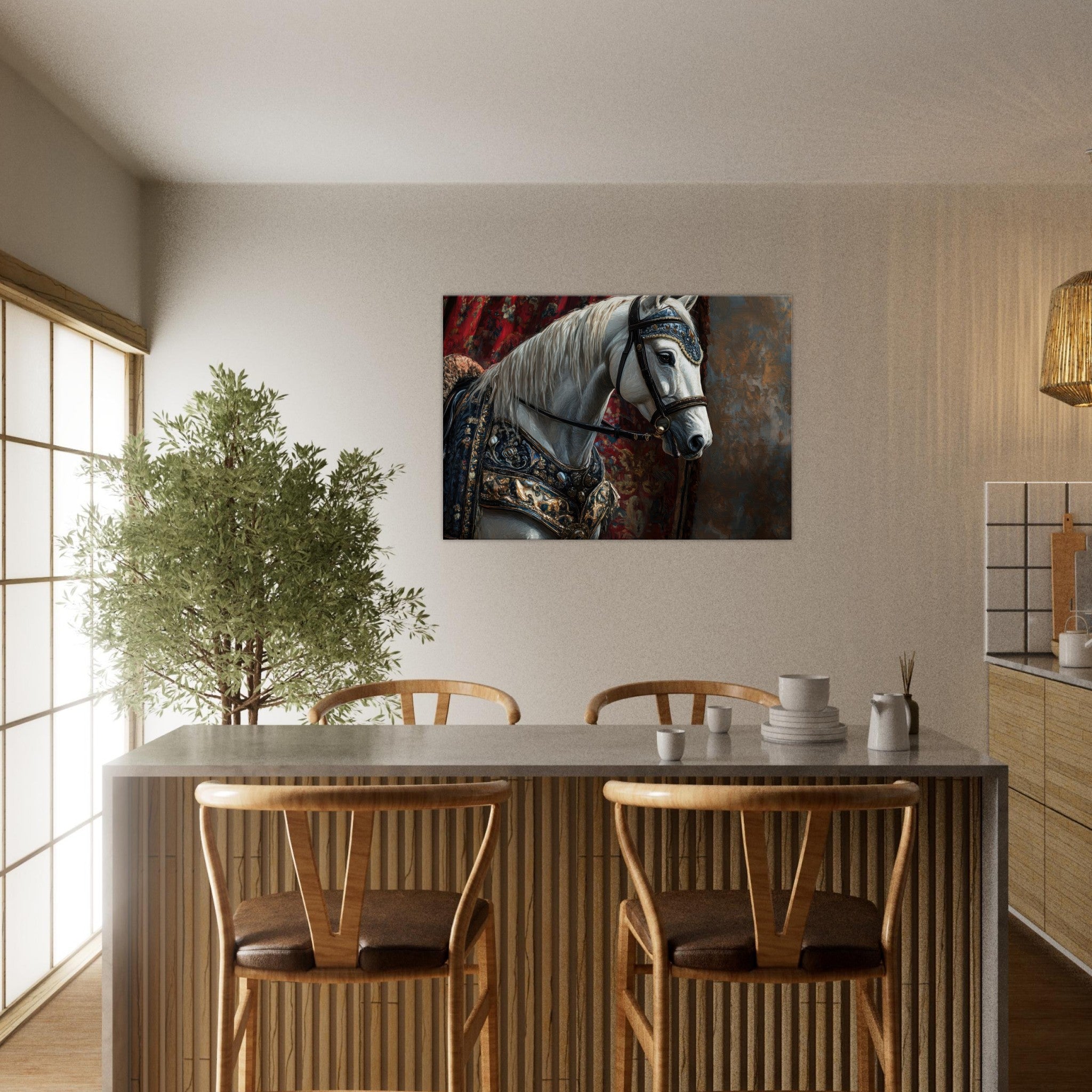 Canvas Landscape - Renaissance Portrait of a Noble Horse A dignified 6 - Shop Ai Art WebShop - Digital Art online Store