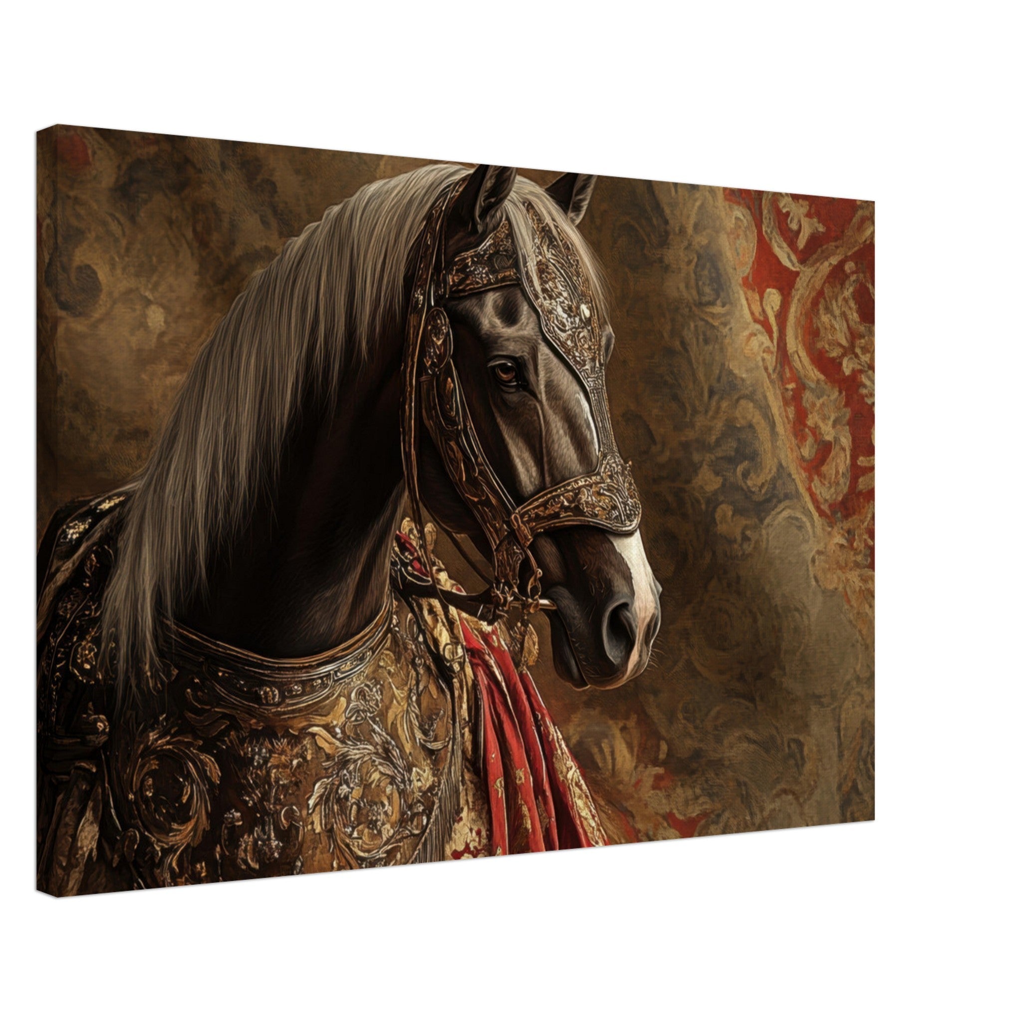 Canvas Landscape - Renaissance Portrait of a Noble Horse A dignified - Shop Ai Art WebShop - Digital Art online Store
