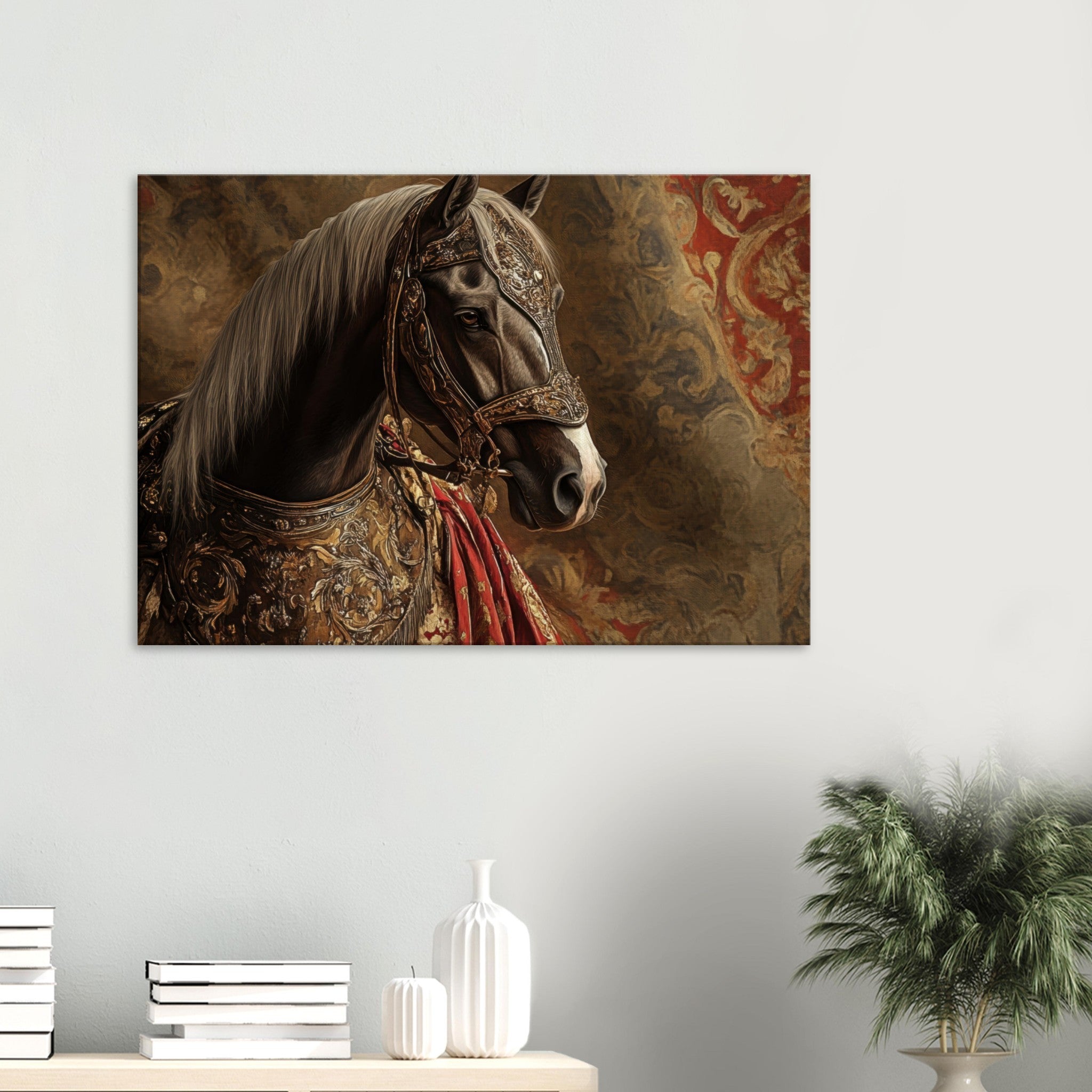 Canvas Landscape - Renaissance Portrait of a Noble Horse A dignified - Shop Ai Art WebShop - Digital Art online Store
