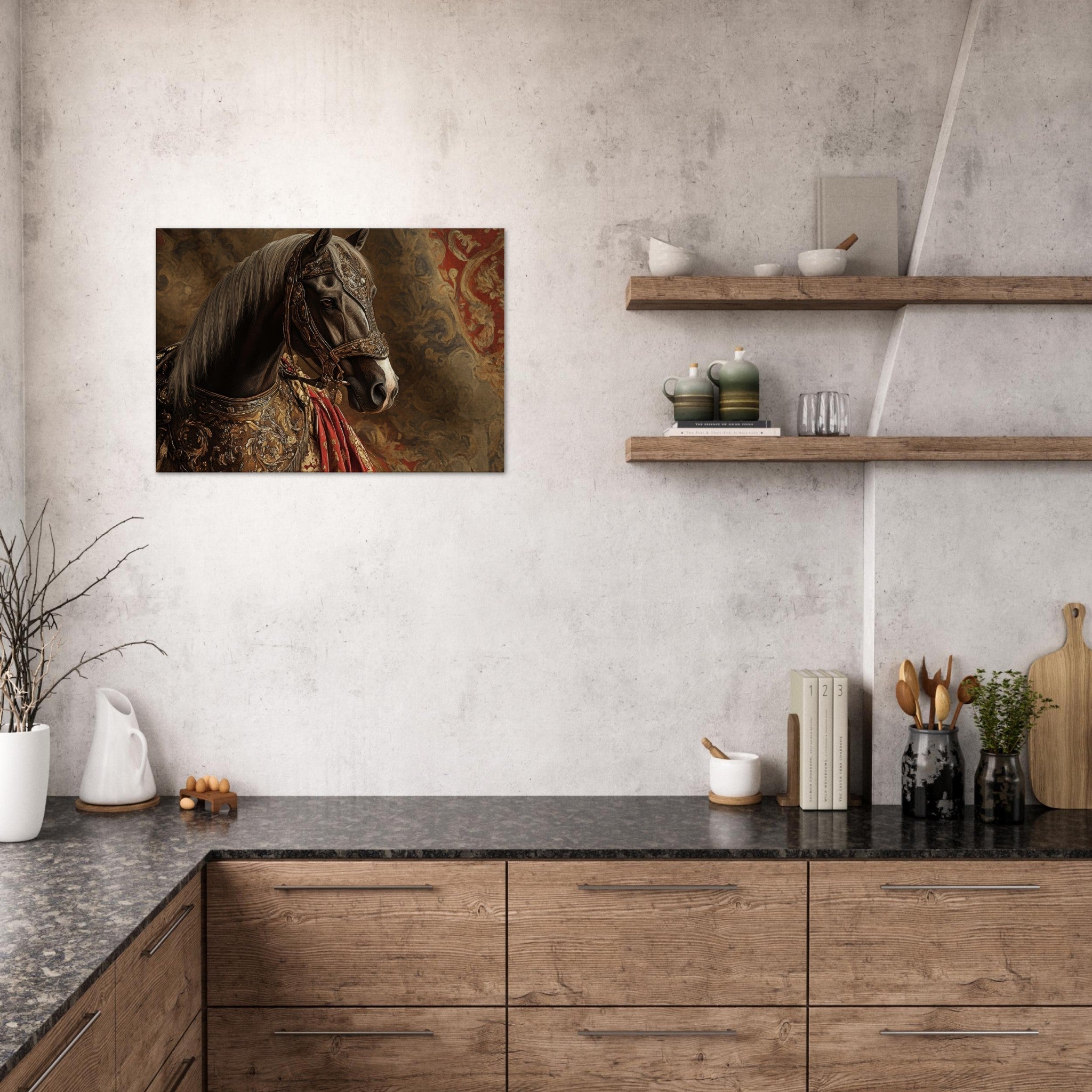 Canvas Landscape - Renaissance Portrait of a Noble Horse A dignified - Shop Ai Art WebShop - Digital Art online Store