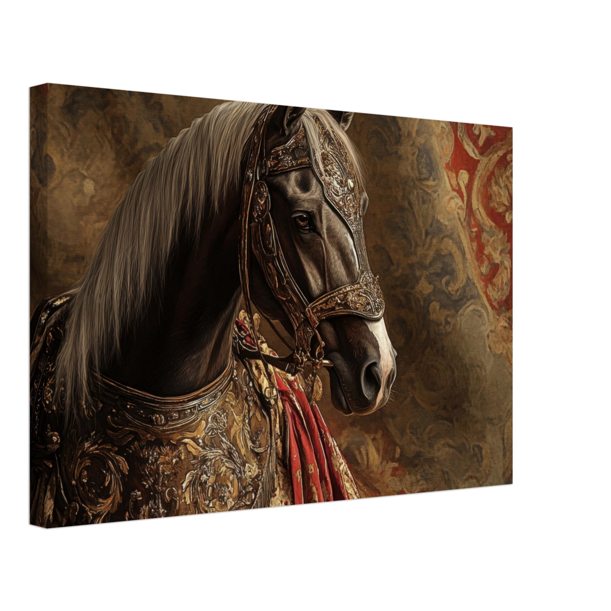 Canvas Landscape - Renaissance Portrait of a Noble Horse A dignified - Shop Ai Art WebShop - Digital Art online Store