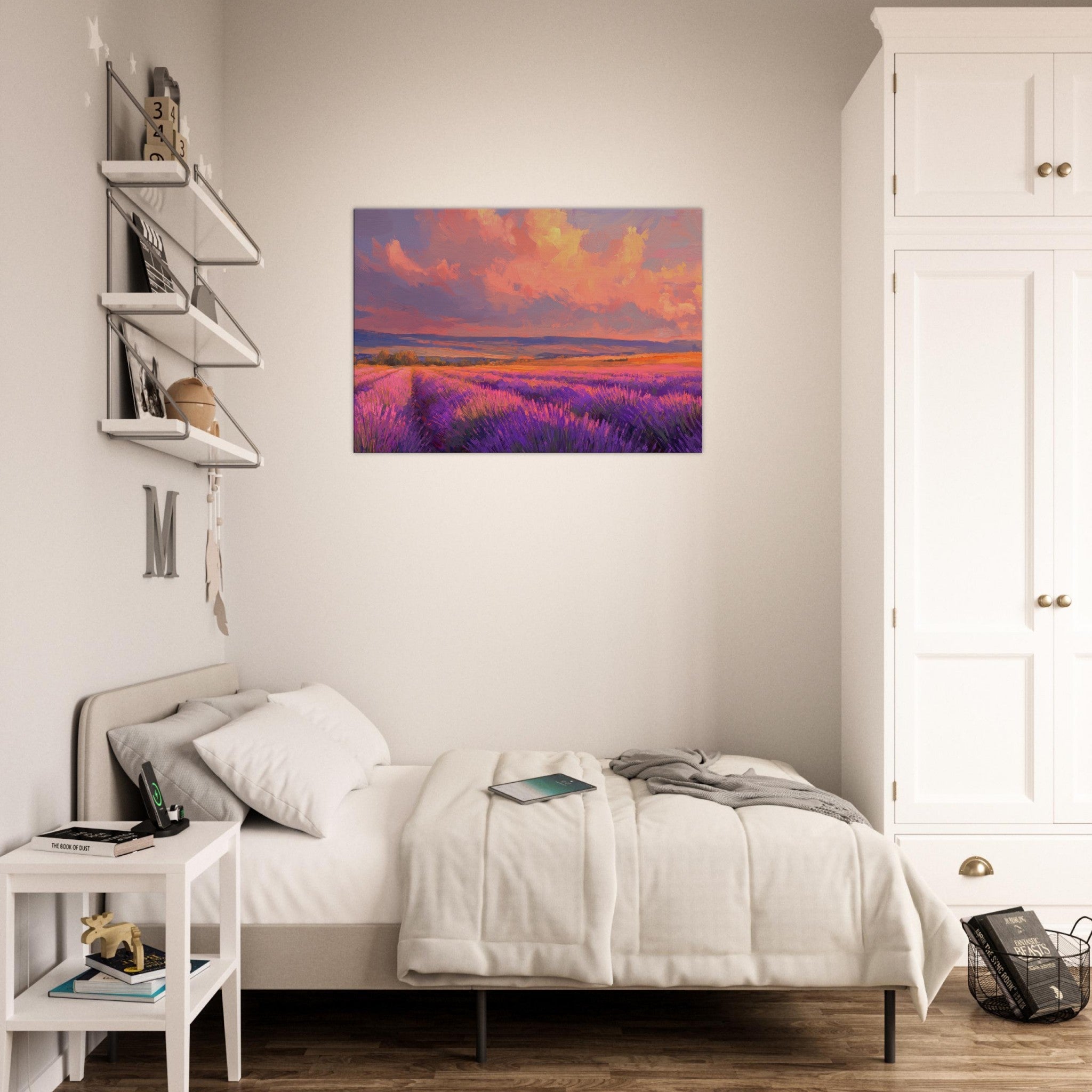 Canvas Landscape - Rolling lavender fields under a pink - hued sunset - Shop Ai Art WebShop - Digital Art online Store