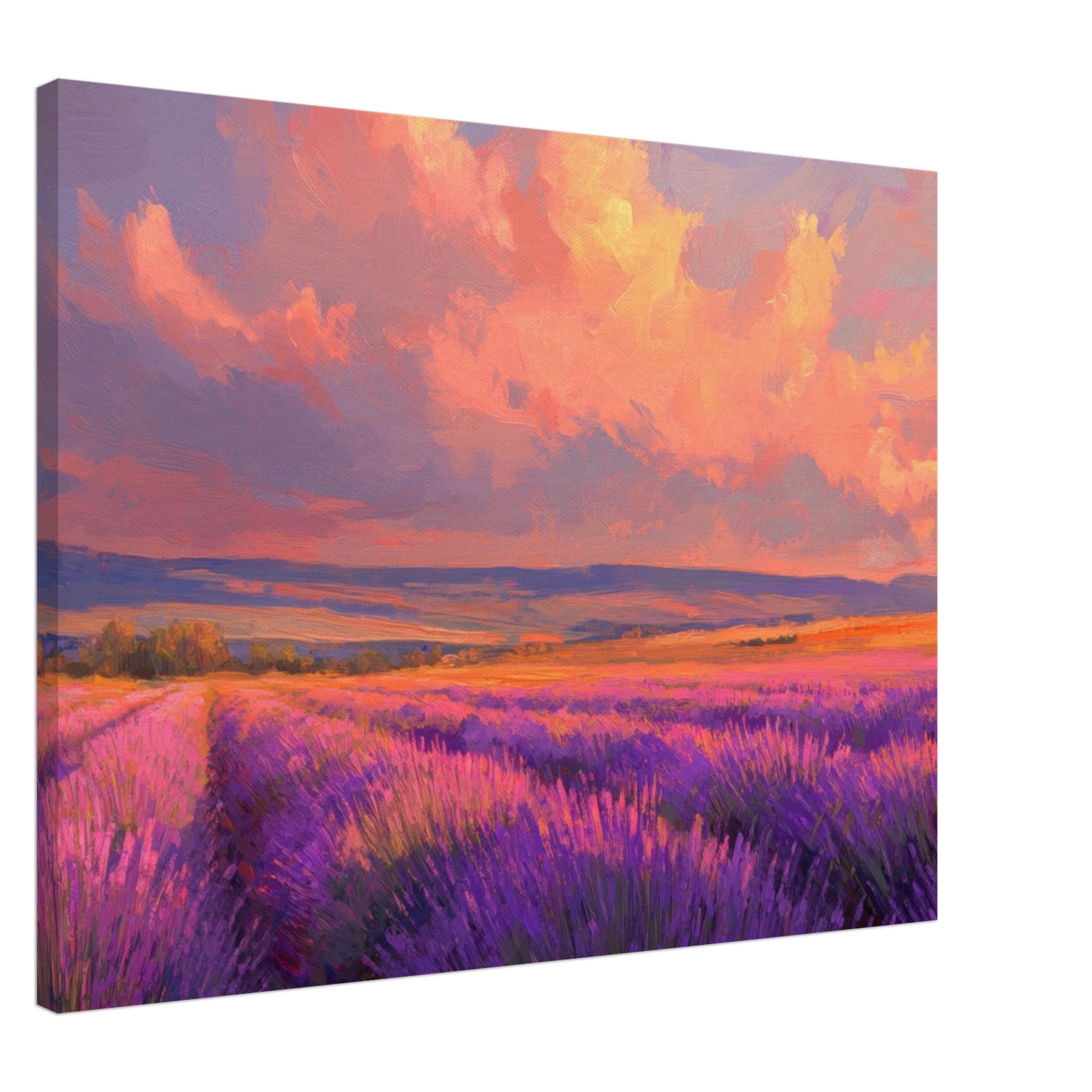 Canvas Landscape - Rolling lavender fields under a pink - hued sunset - Shop Ai Art WebShop - Digital Art online Store