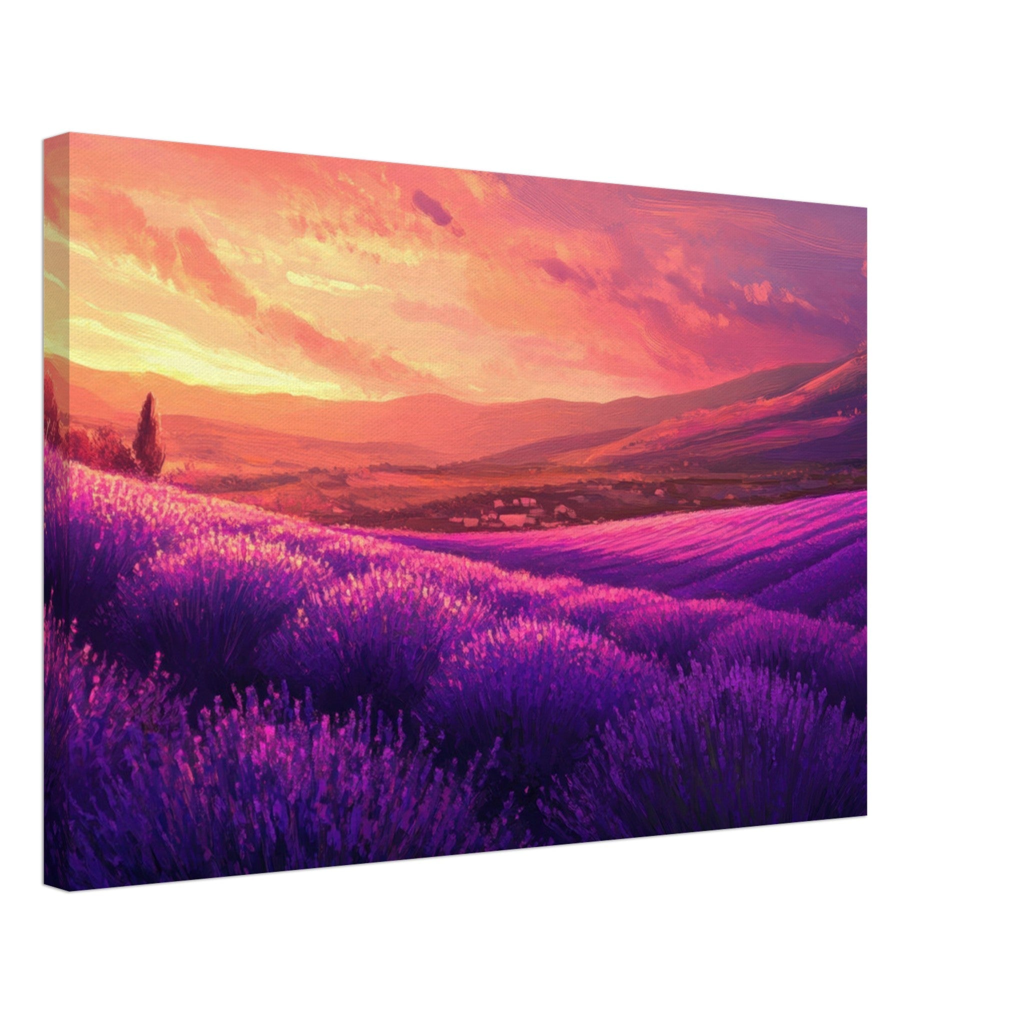 Canvas Landscape - Rolling lavender fields under a pink - hued sunset 2 - Shop Ai Art WebShop - Digital Art online Store