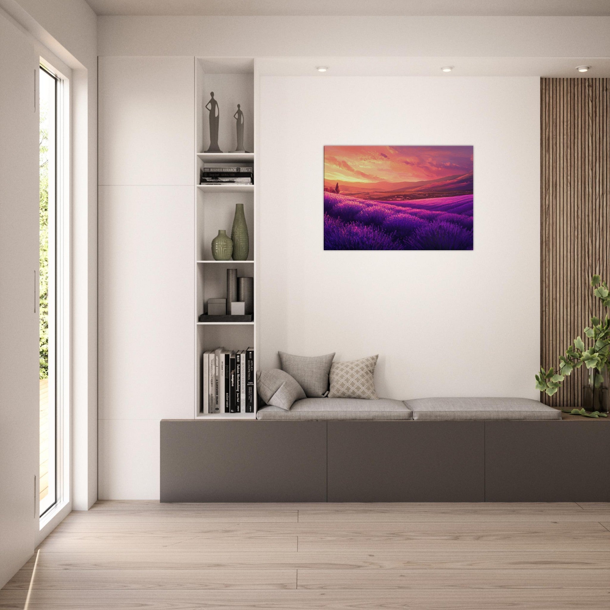 Canvas Landscape - Rolling lavender fields under a pink - hued sunset 2 - Shop Ai Art WebShop - Digital Art online Store