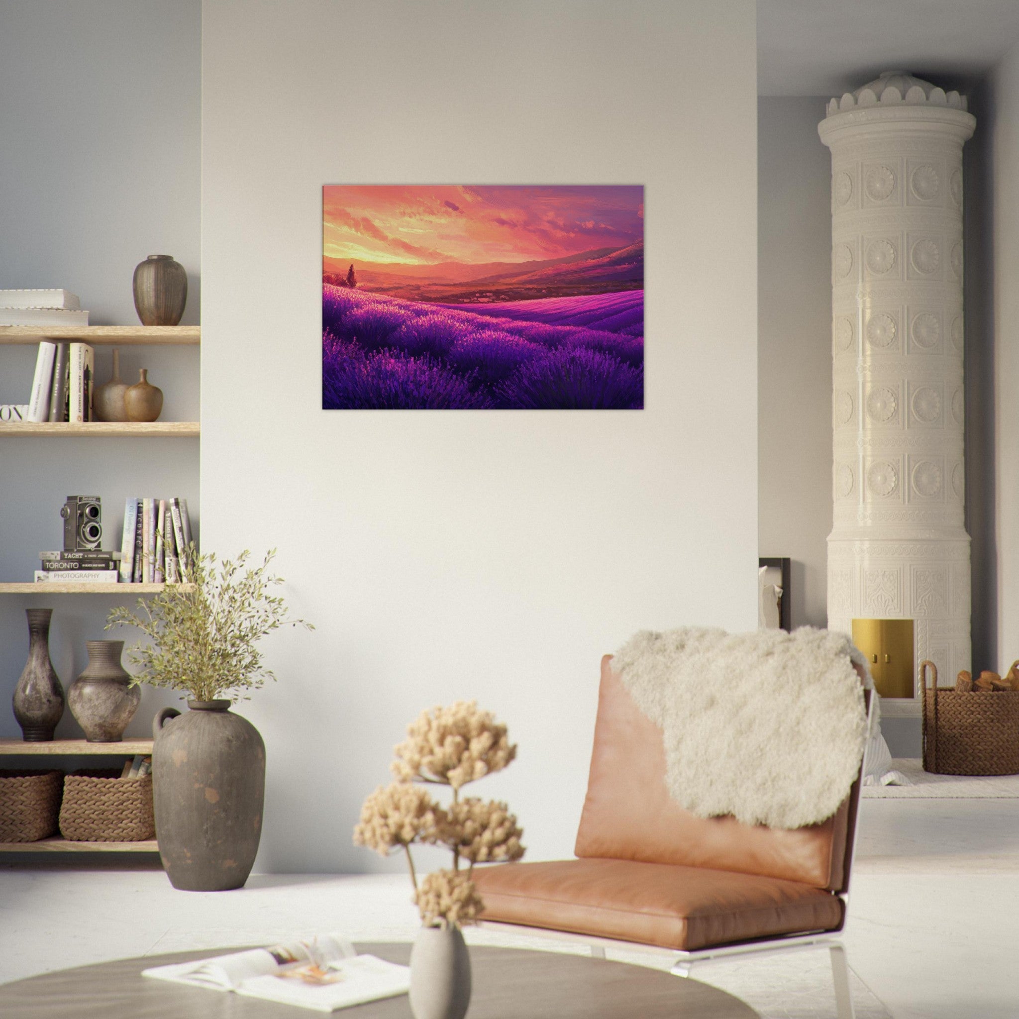 Canvas Landscape - Rolling lavender fields under a pink - hued sunset 2 - Shop Ai Art WebShop - Digital Art online Store