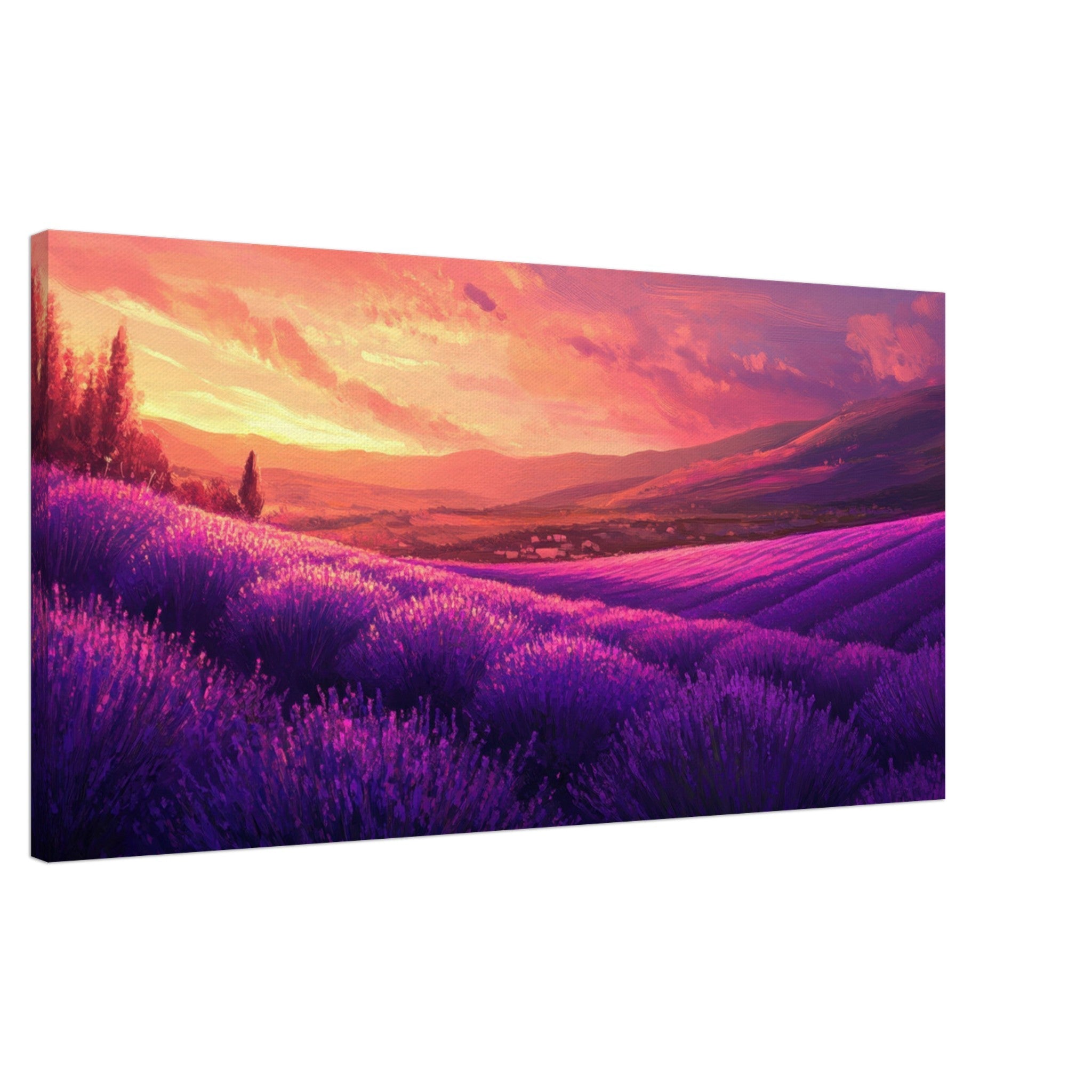 Canvas Landscape - Rolling lavender fields under a pink - hued sunset 2 - Shop Ai Art WebShop - Digital Art online Store