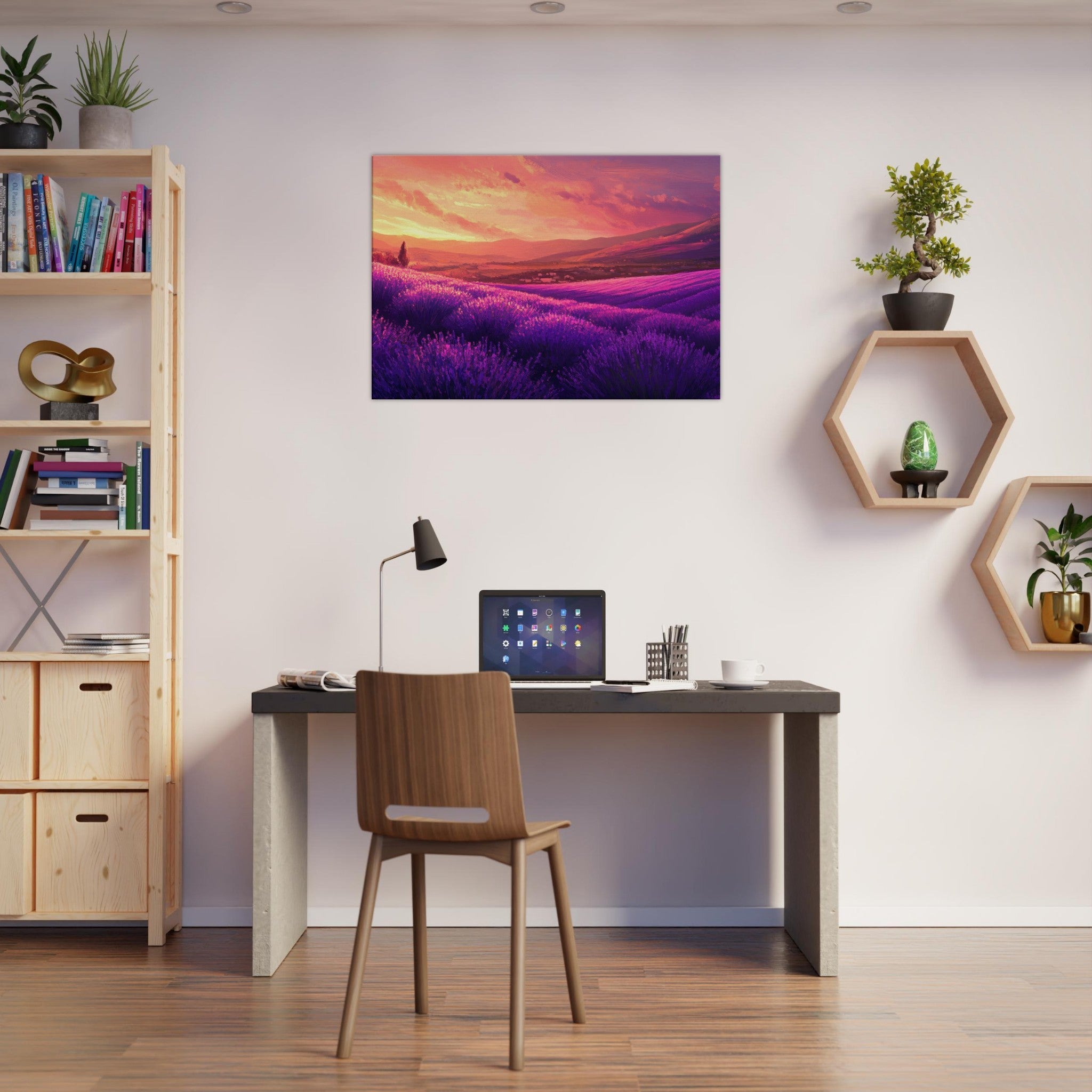 Canvas Landscape - Rolling lavender fields under a pink - hued sunset 2 - Shop Ai Art WebShop - Digital Art online Store