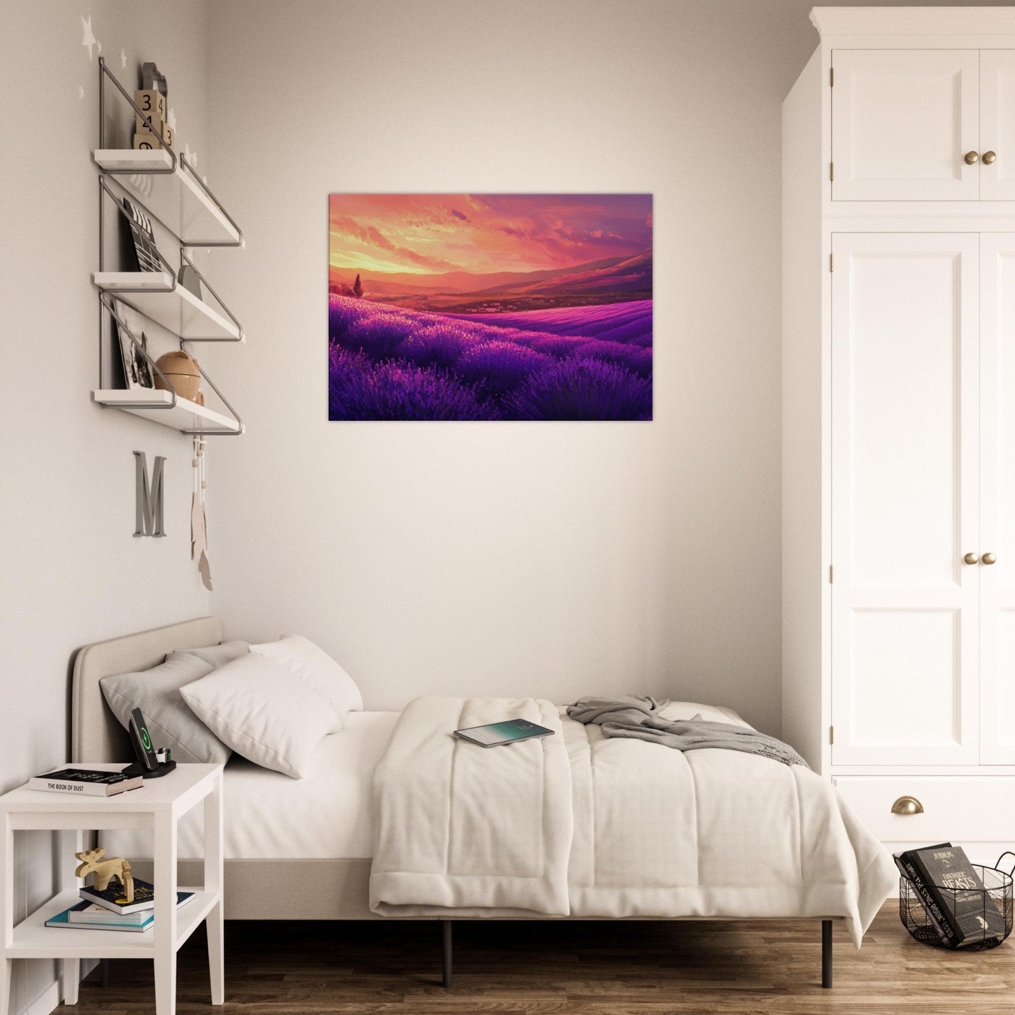 Canvas Landscape - Rolling lavender fields under a pink - hued sunset 2 - Shop Ai Art WebShop - Digital Art online Store