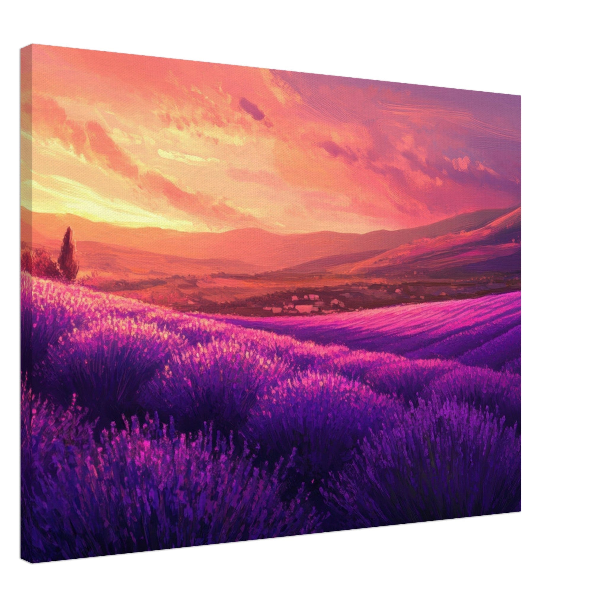 Canvas Landscape - Rolling lavender fields under a pink - hued sunset 2 - Shop Ai Art WebShop - Digital Art online Store