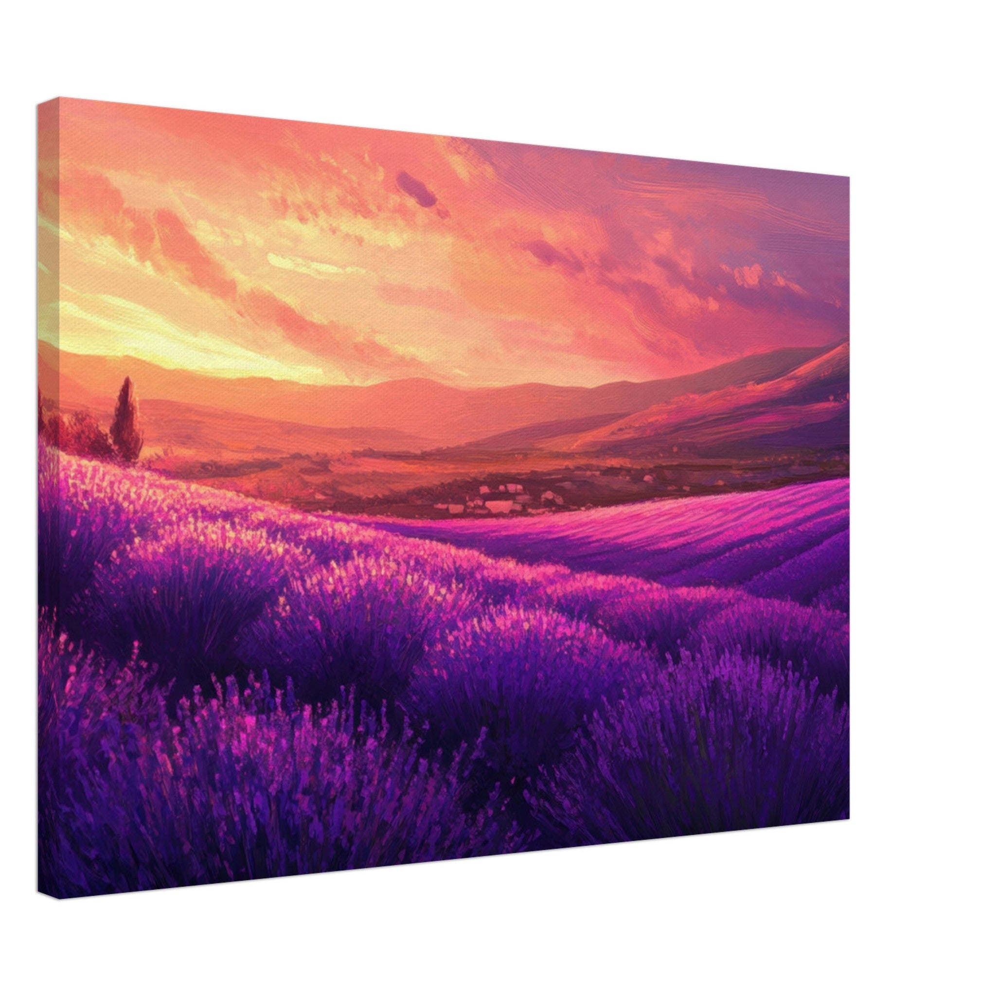 Canvas Landscape - Rolling lavender fields under a pink - hued sunset 2 - Shop Ai Art WebShop - Digital Art online Store
