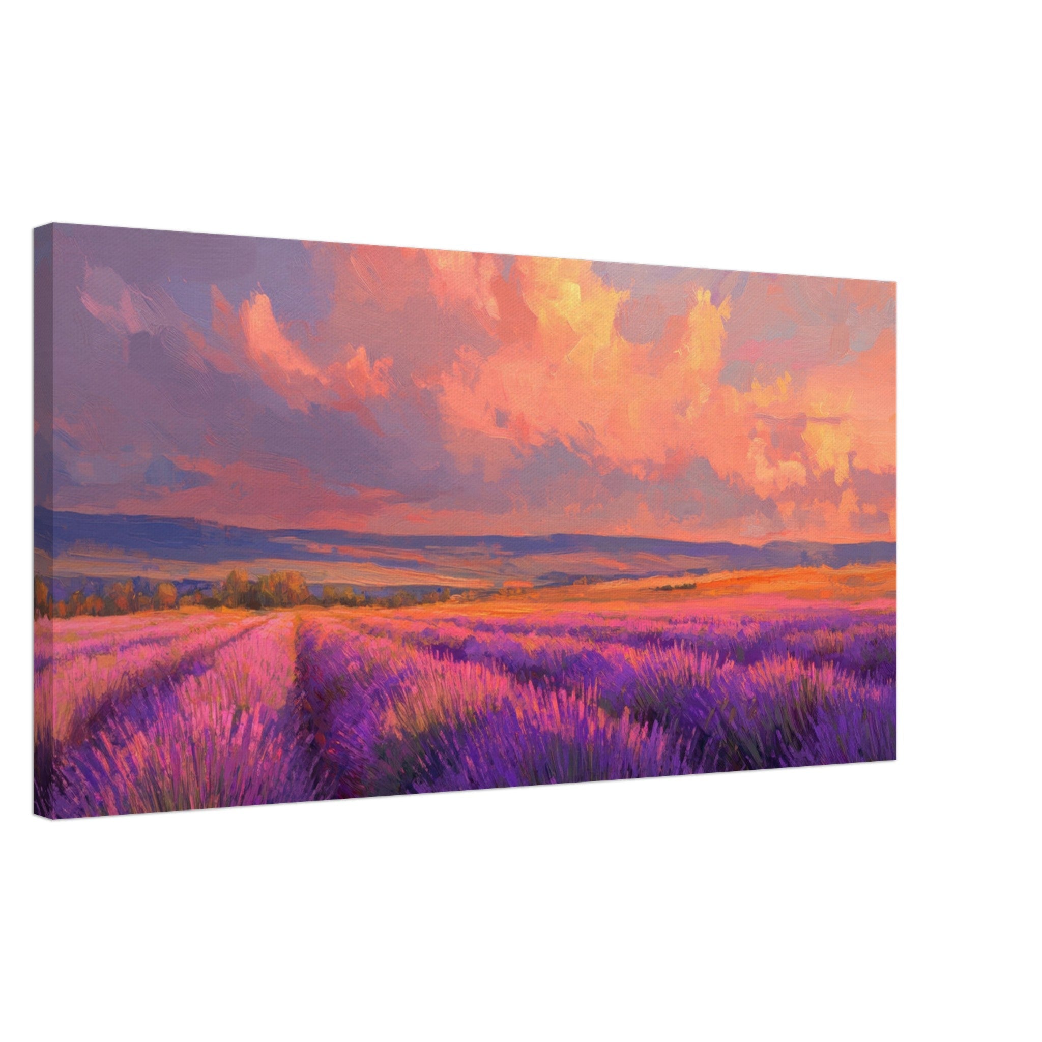 Canvas Landscape - Rolling lavender fields under a pink - hued sunset - Shop Ai Art WebShop - Digital Art online Store