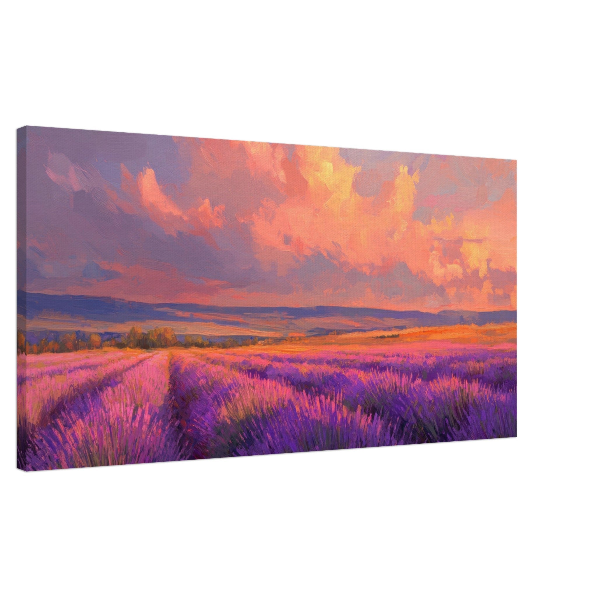 Canvas Landscape - Rolling lavender fields under a pink - hued sunset - Shop Ai Art WebShop - Digital Art online Store