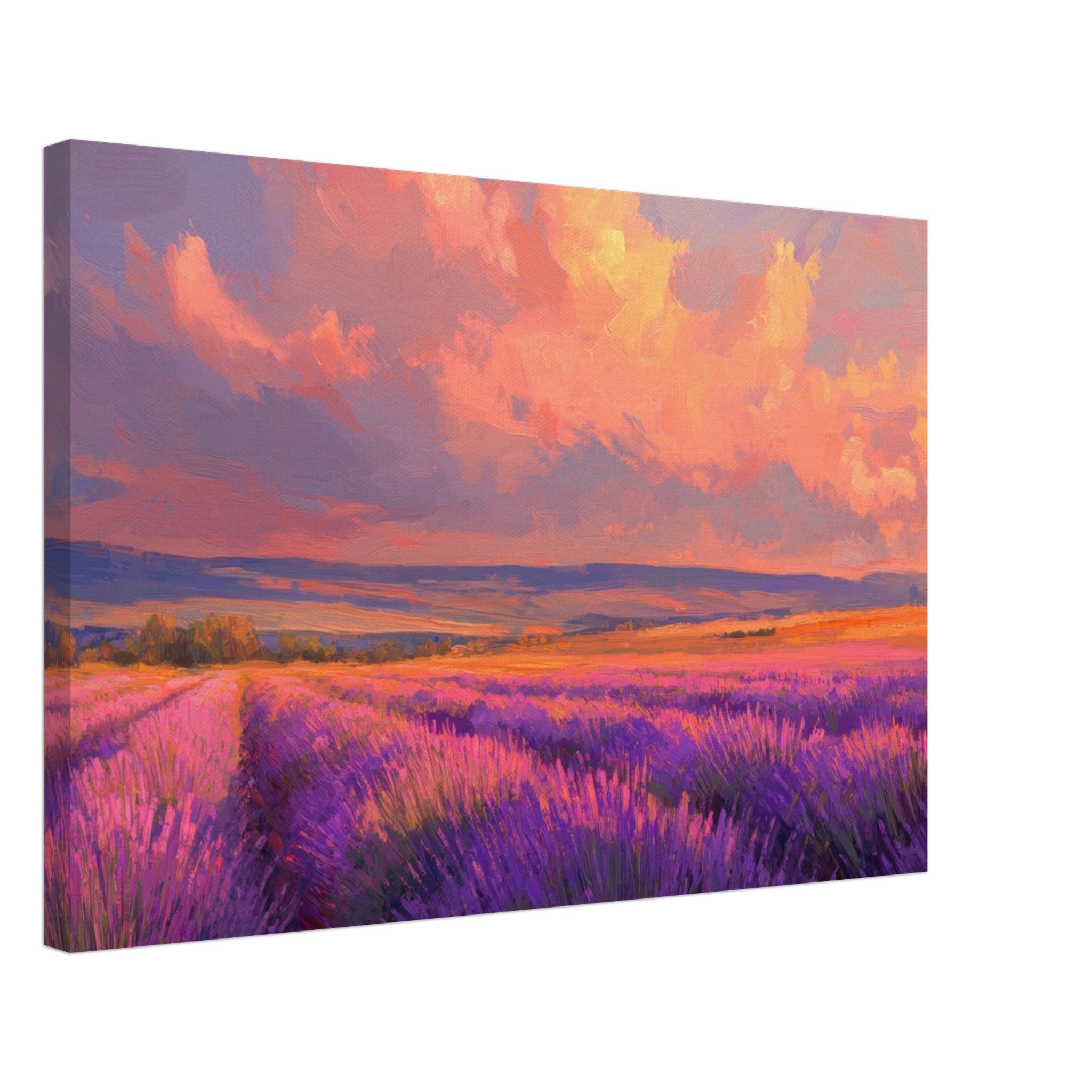 Canvas Landscape - Rolling lavender fields under a pink - hued sunset - Shop Ai Art WebShop - Digital Art online Store
