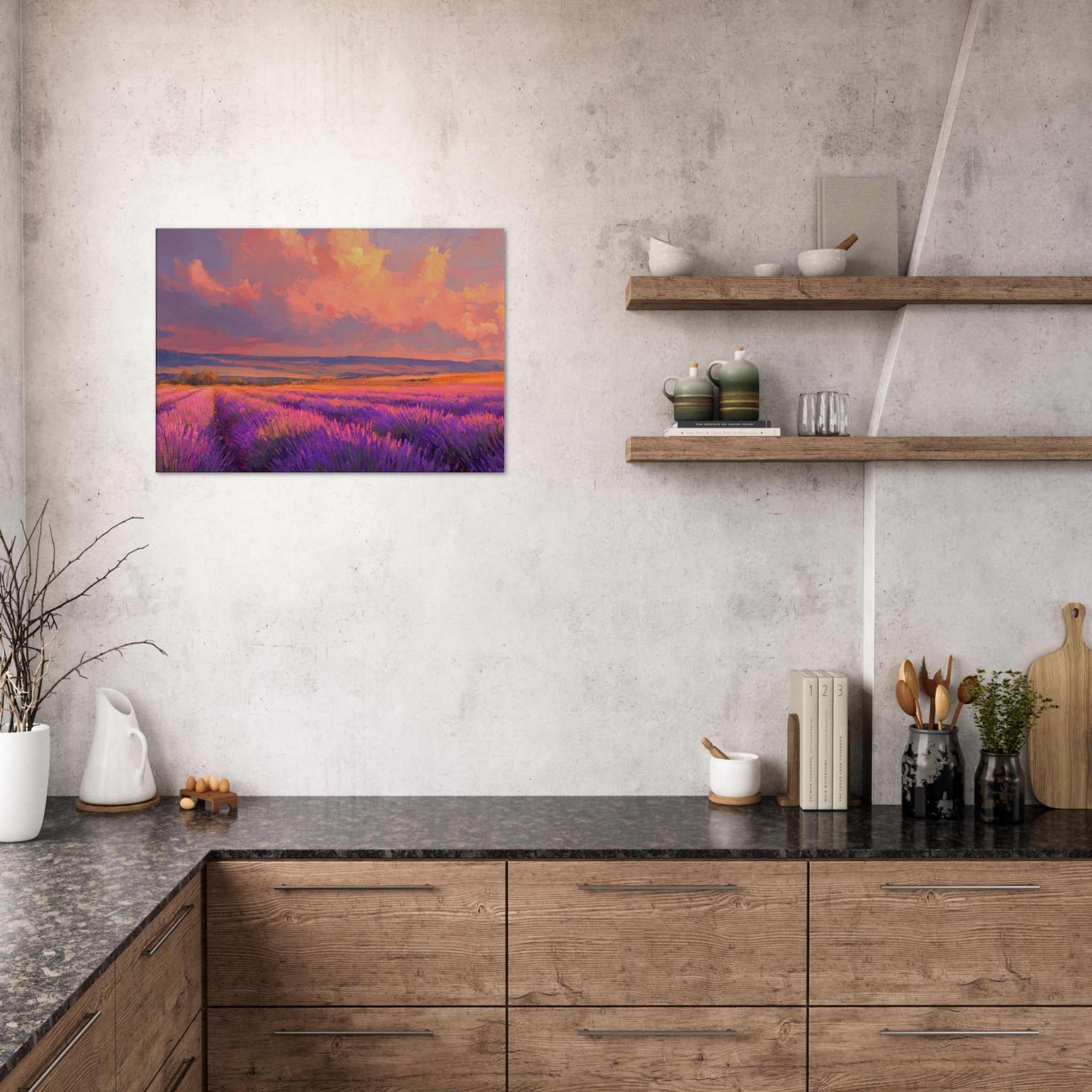 Canvas Landscape - Rolling lavender fields under a pink - hued sunset - Shop Ai Art WebShop - Digital Art online Store