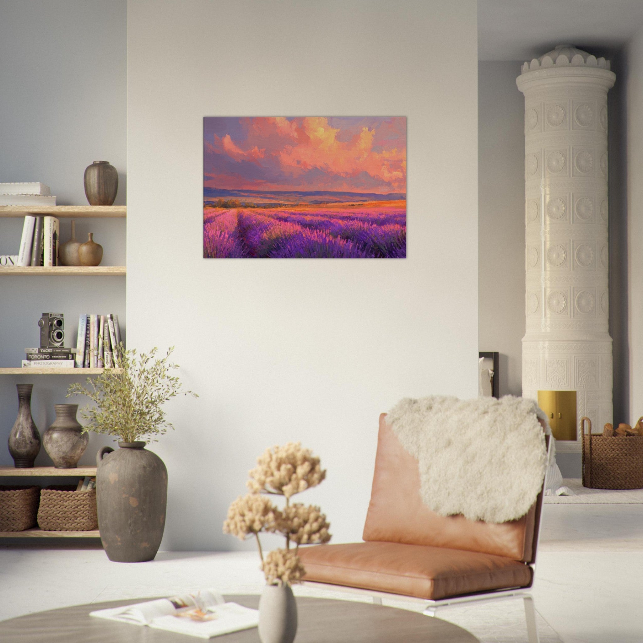Canvas Landscape - Rolling lavender fields under a pink - hued sunset - Shop Ai Art WebShop - Digital Art online Store