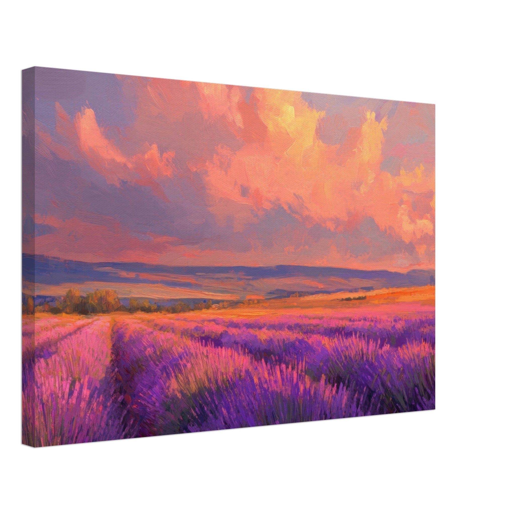 Canvas Landscape - Rolling lavender fields under a pink - hued sunset - Shop Ai Art WebShop - Digital Art online Store