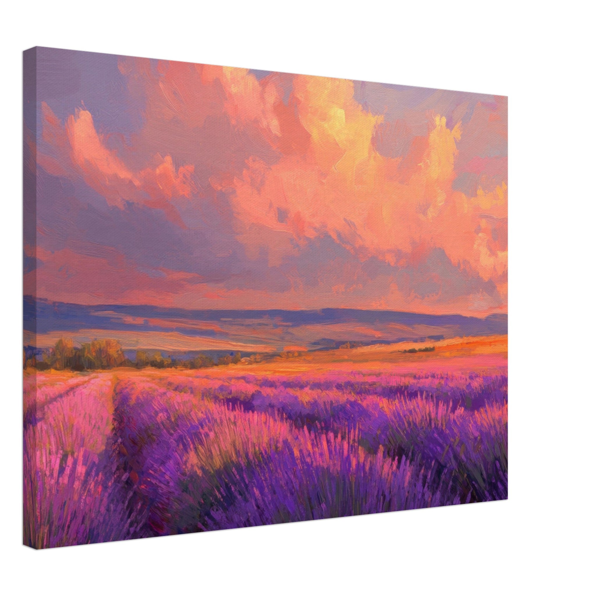 Canvas Landscape - Rolling lavender fields under a pink - hued sunset - Shop Ai Art WebShop - Digital Art online Store
