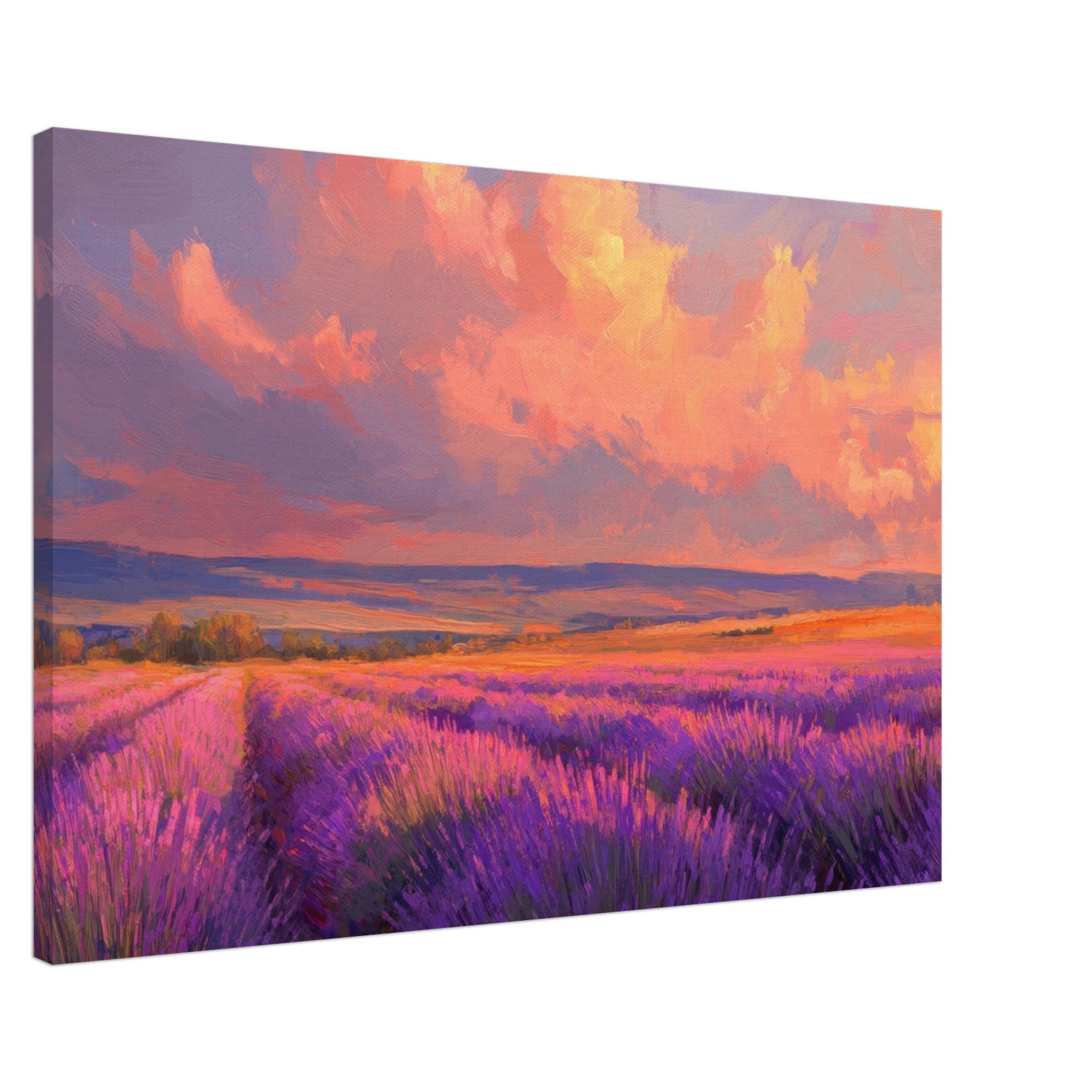 Canvas Landscape - Rolling lavender fields under a pink - hued sunset - Shop Ai Art WebShop - Digital Art online Store