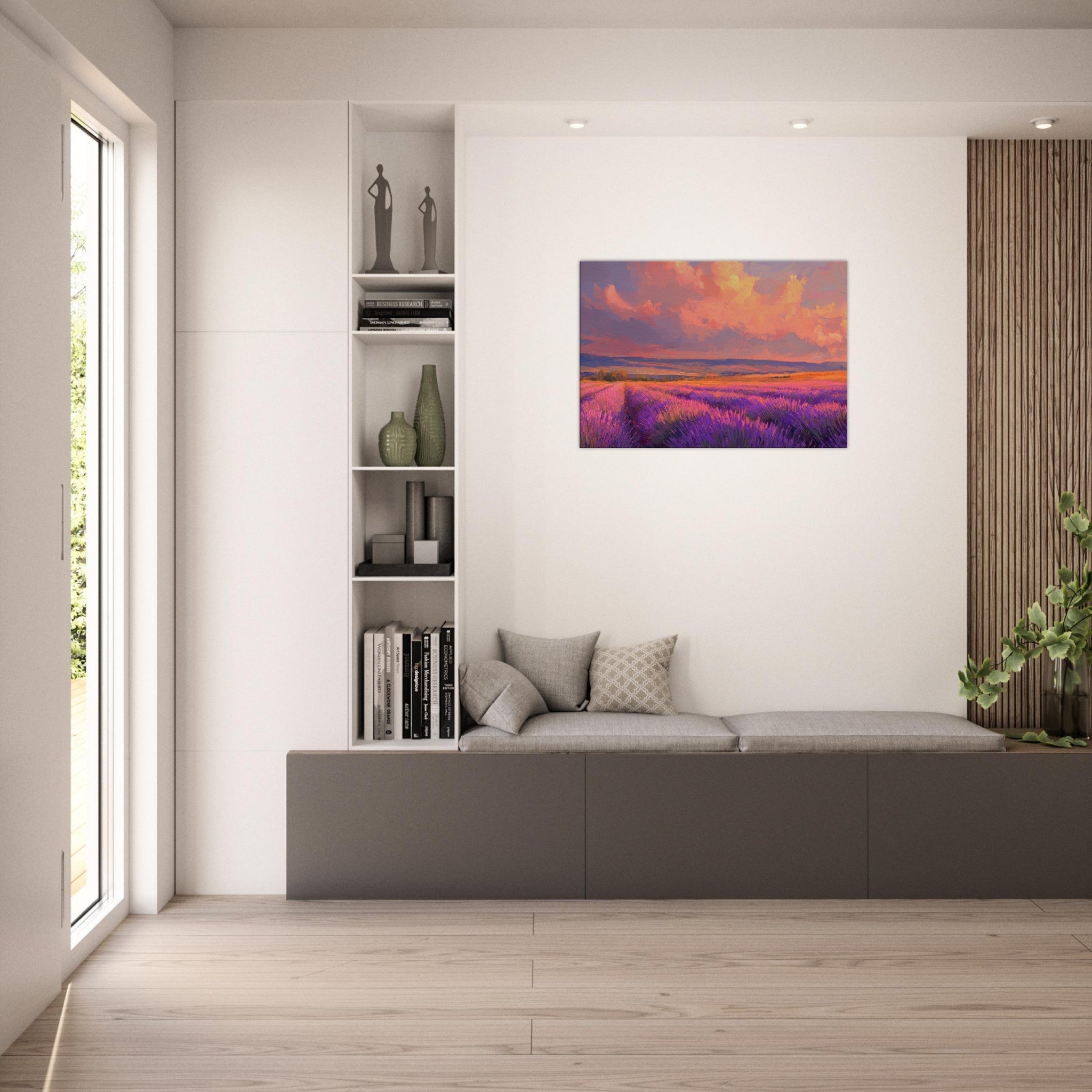 Canvas Landscape - Rolling lavender fields under a pink - hued sunset - Shop Ai Art WebShop - Digital Art online Store