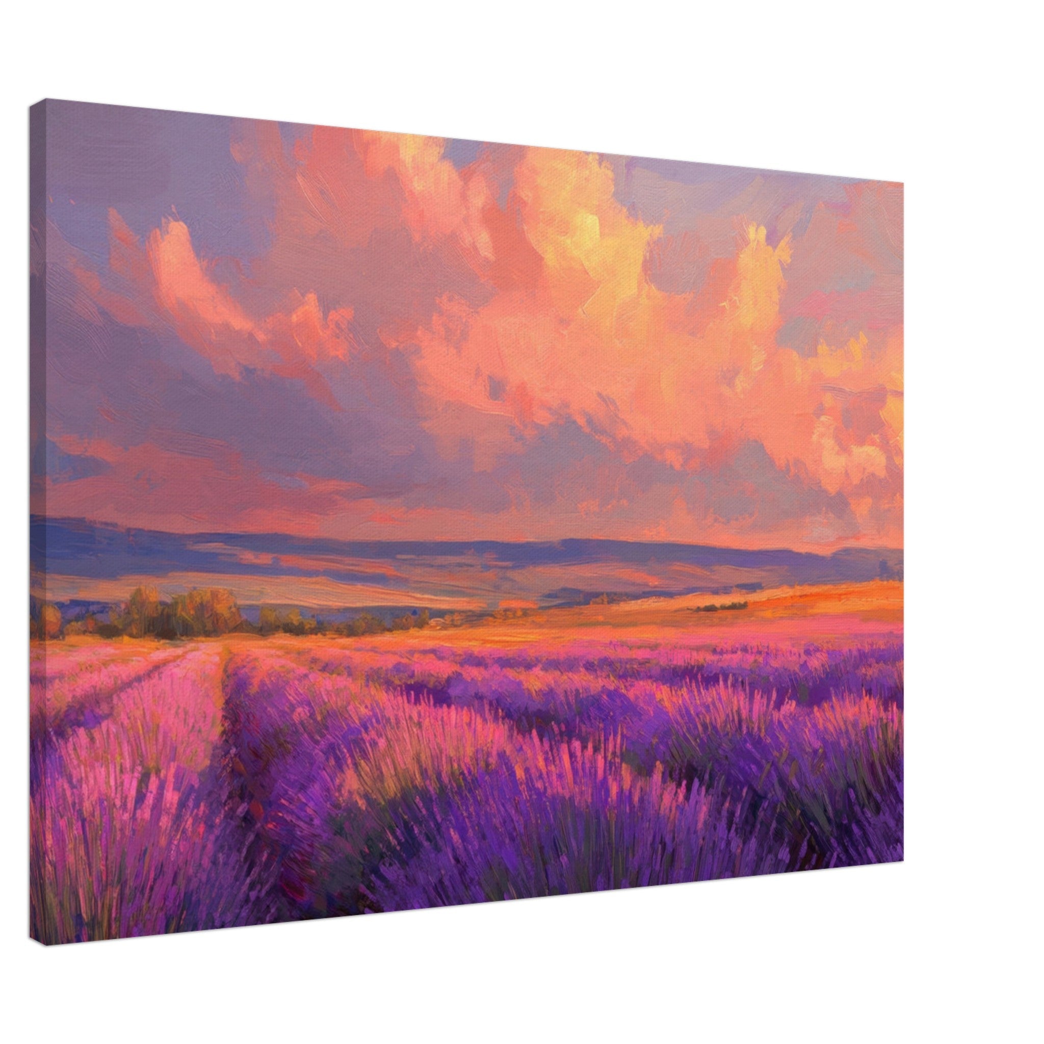 Canvas Landscape - Rolling lavender fields under a pink - hued sunset - Shop Ai Art WebShop - Digital Art online Store