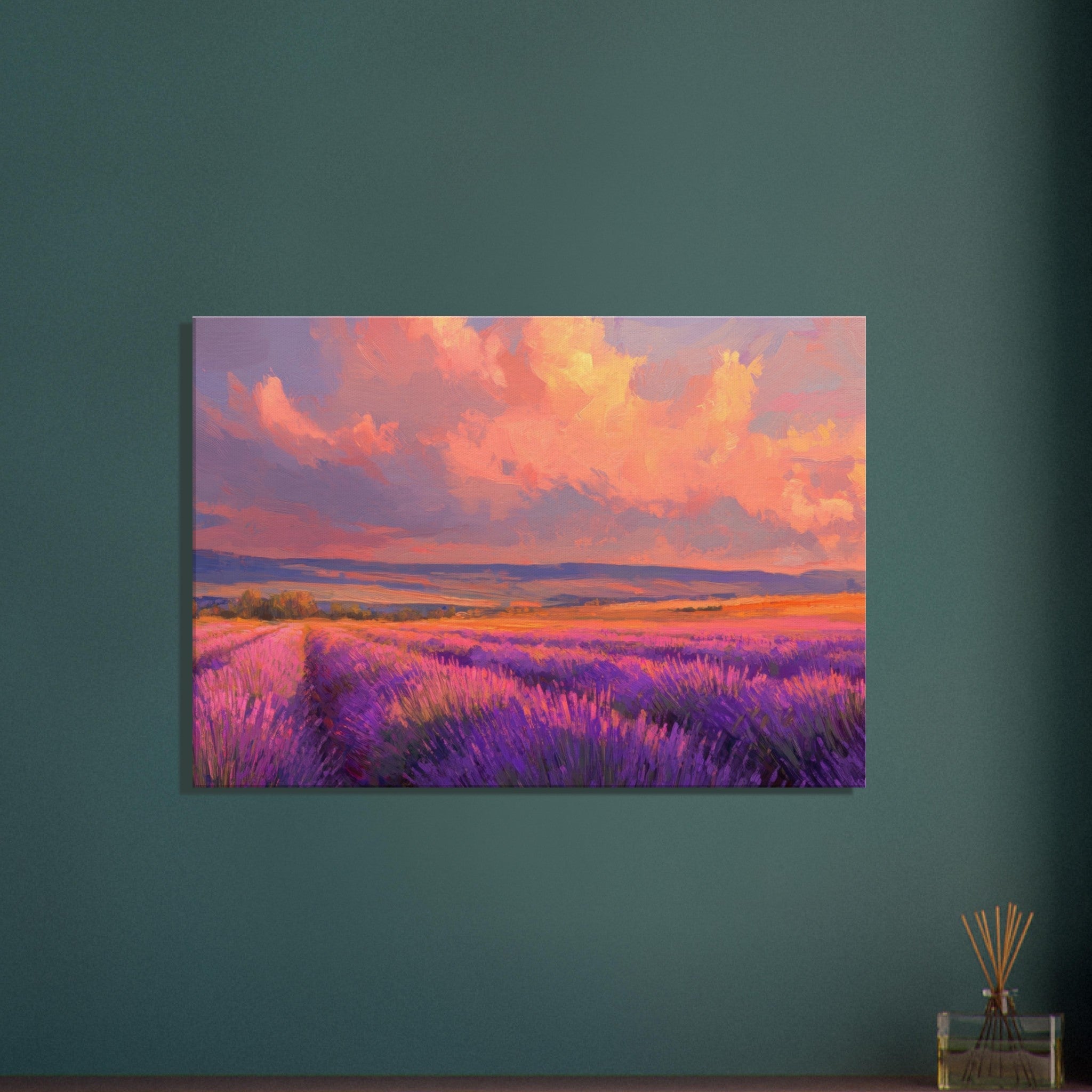 Canvas Landscape - Rolling lavender fields under a pink - hued sunset - Shop Ai Art WebShop - Digital Art online Store