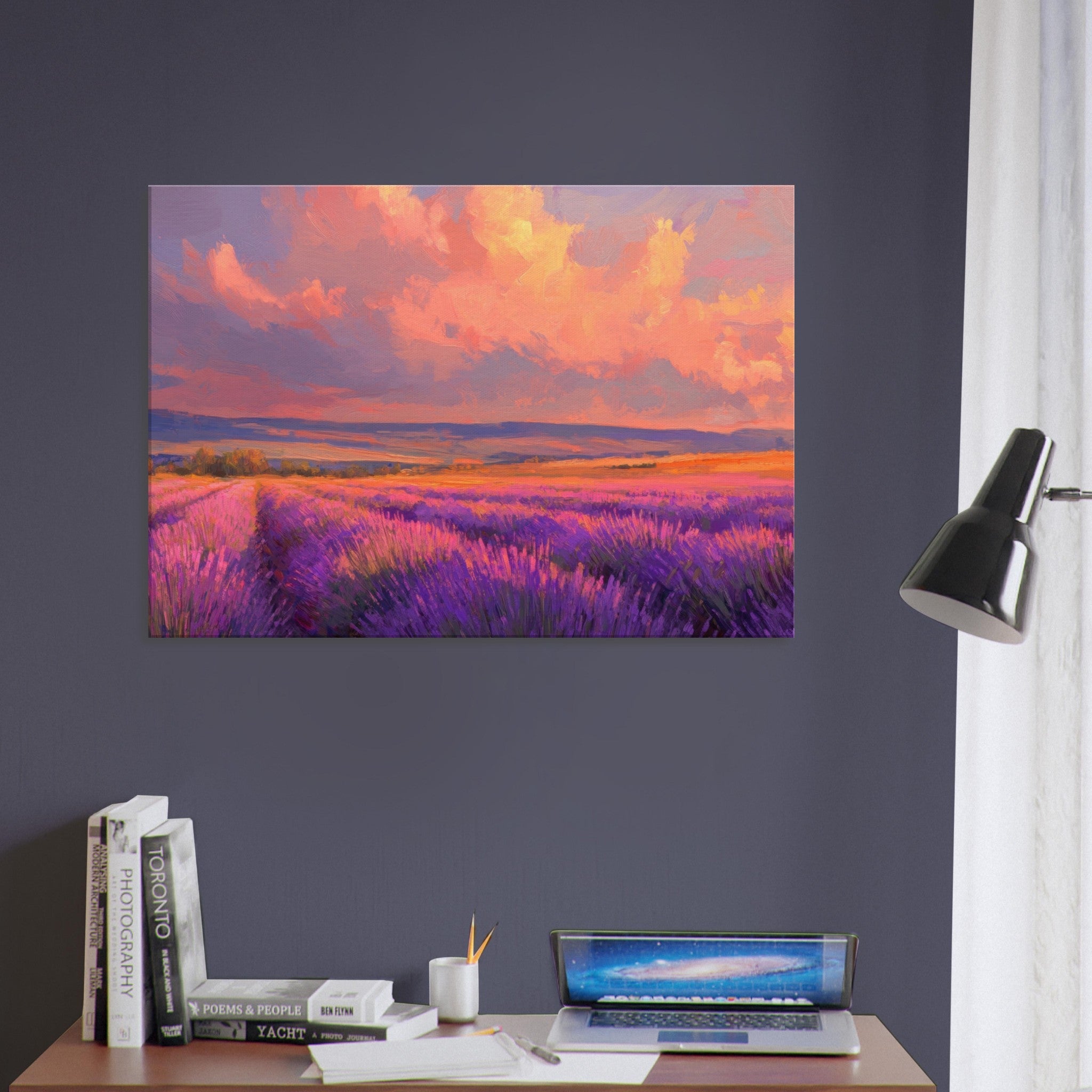 Canvas Landscape - Rolling lavender fields under a pink - hued sunset - Shop Ai Art WebShop - Digital Art online Store